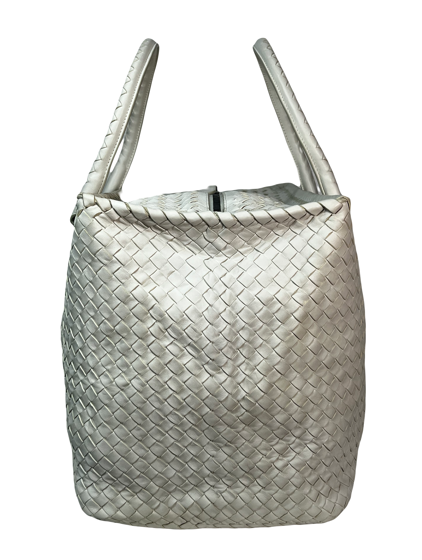 Used Bottega Veneta Brick Satchel Tote Bag in Intrecciato Leather, Ruthenium Hardware
