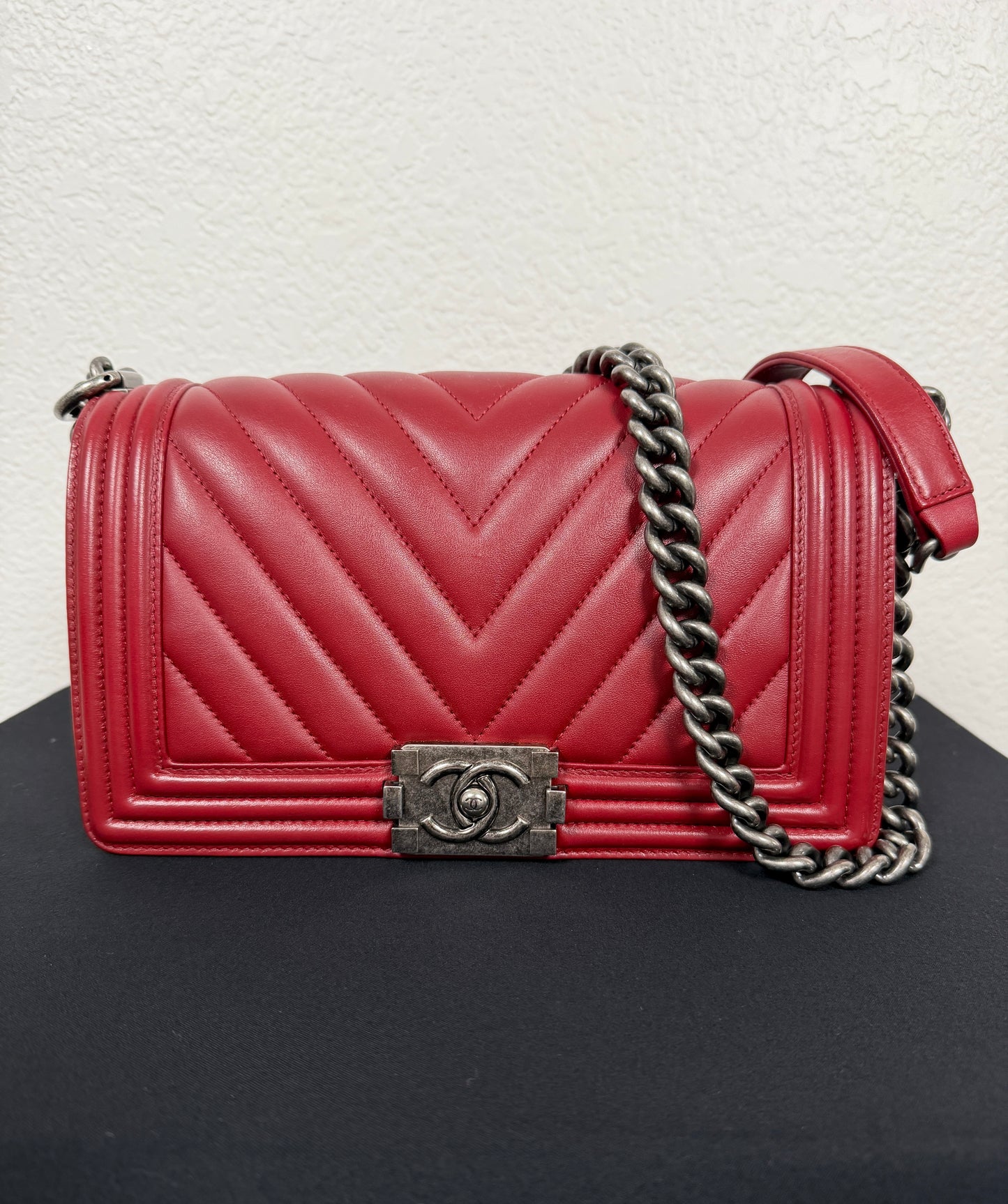 Chanel Chevron Quilted Boy Flap Bag Medium