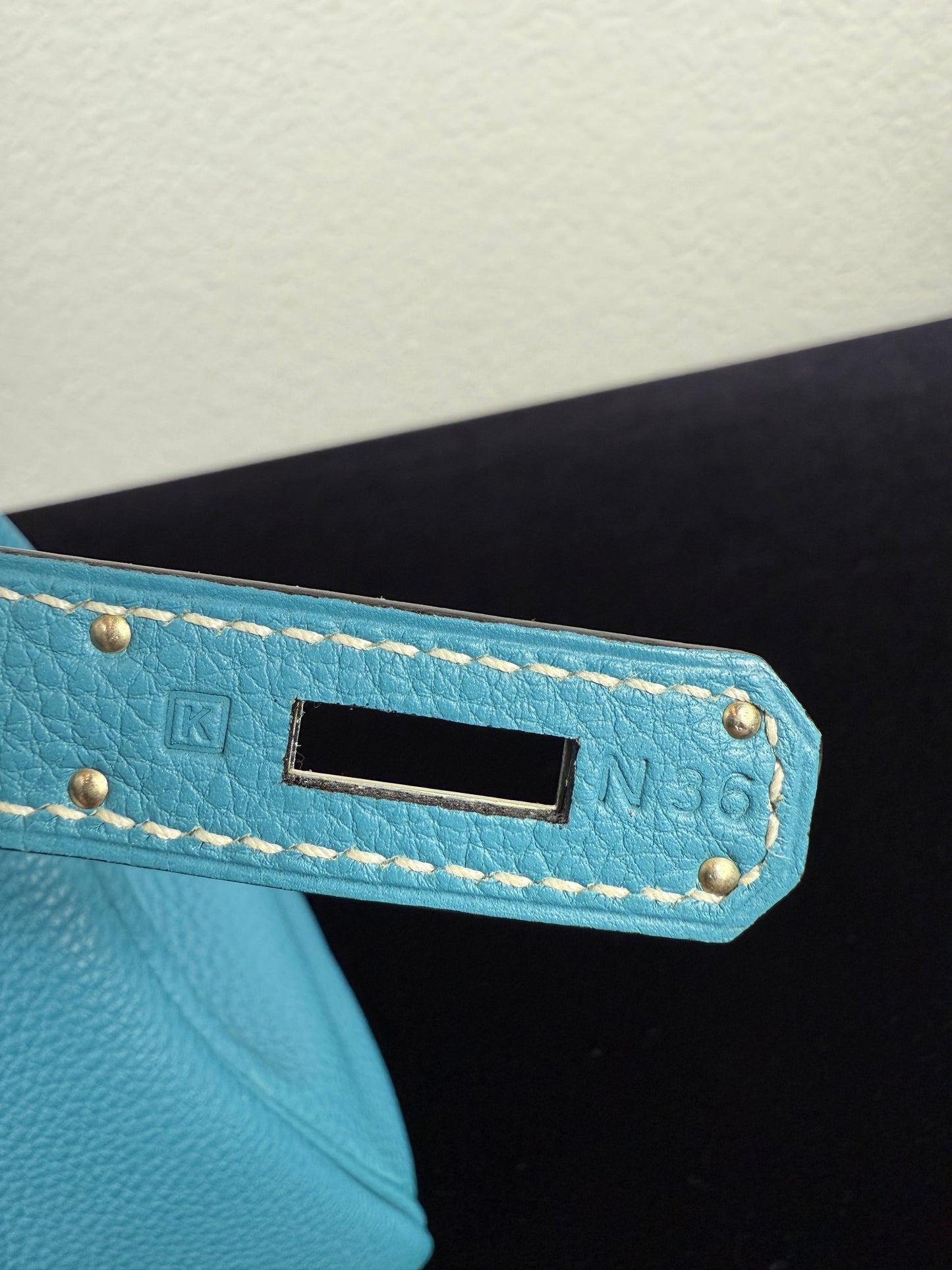 Hermes Kelly 32 Bleu Jean in Togo Leather - Palladium Hardware