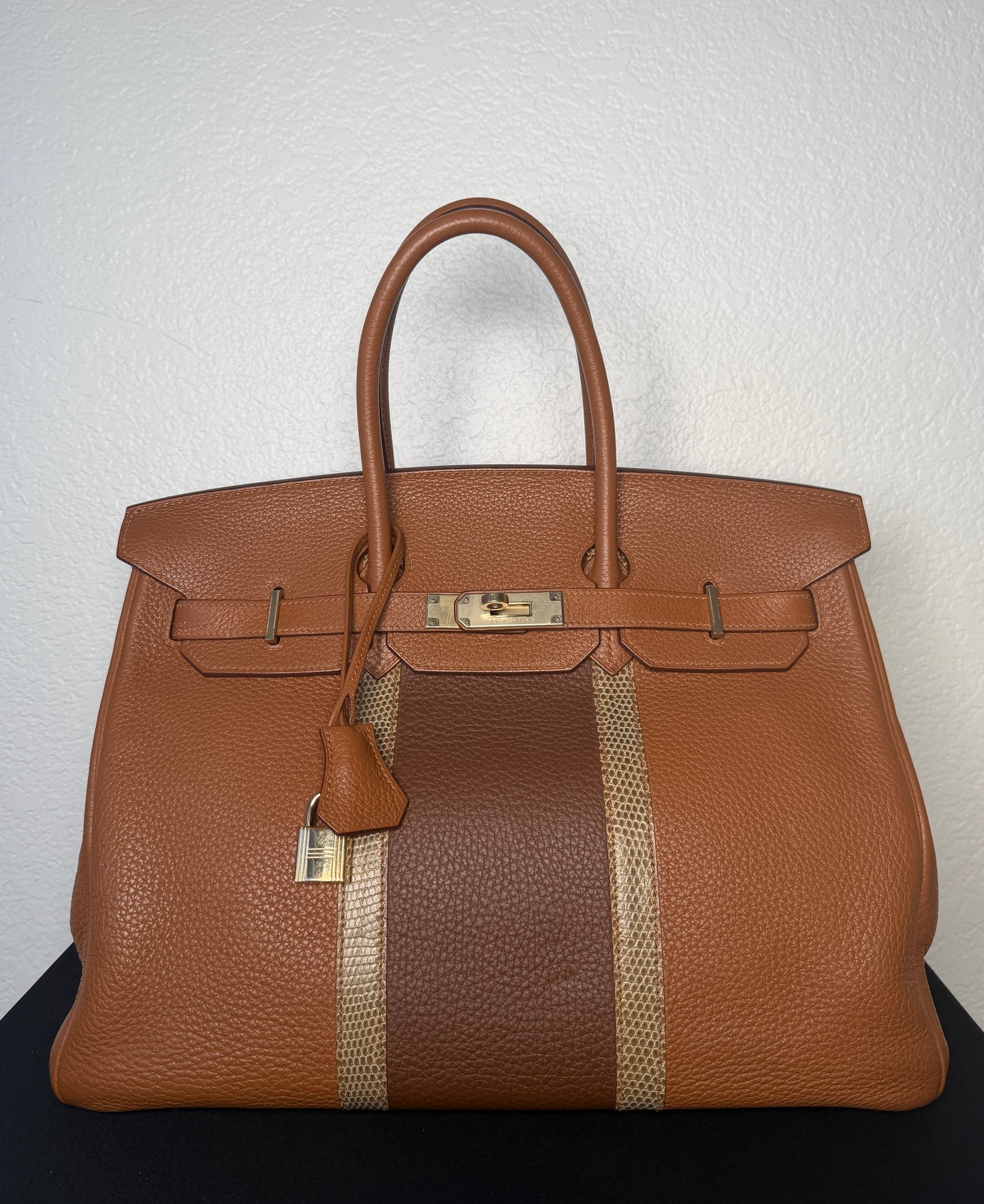 Hermès Club Birkin 30 Gold Clémence Marron d'Inde Ficelle Lizard Permabrass Hardware