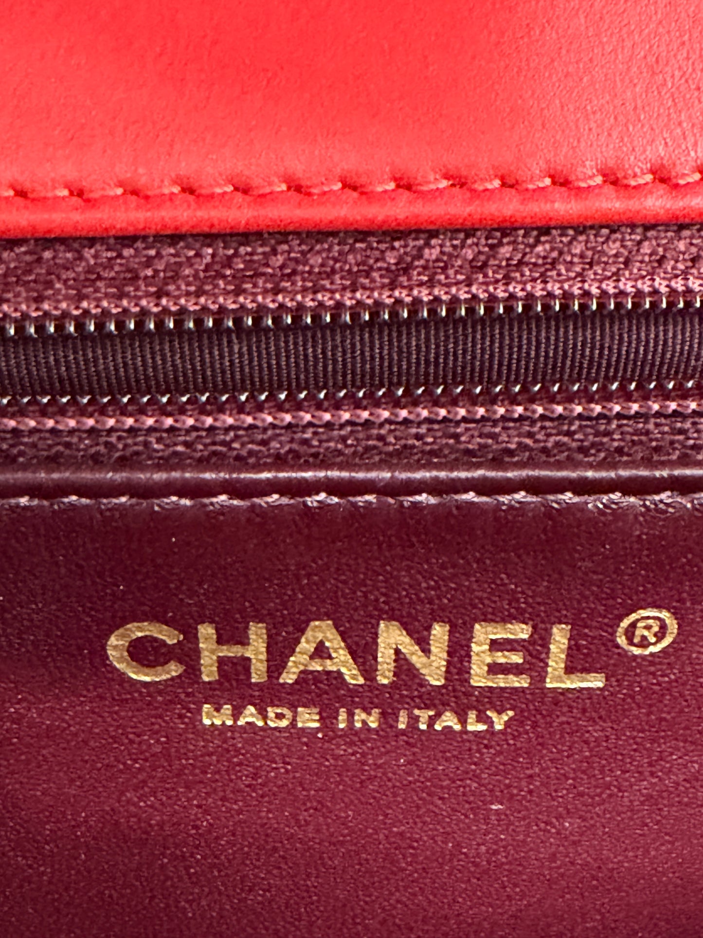 Chanel Coco Curve Flap Bag Red & Gray Quilted Lambskin Leather