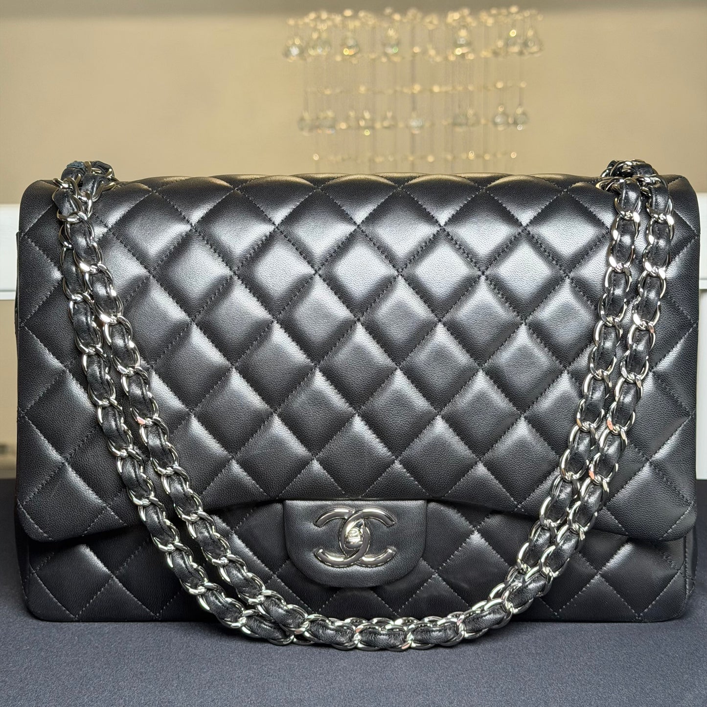 Chanel Classic Maxi Double Flap Quilted Leather Crossbody Bag – Black