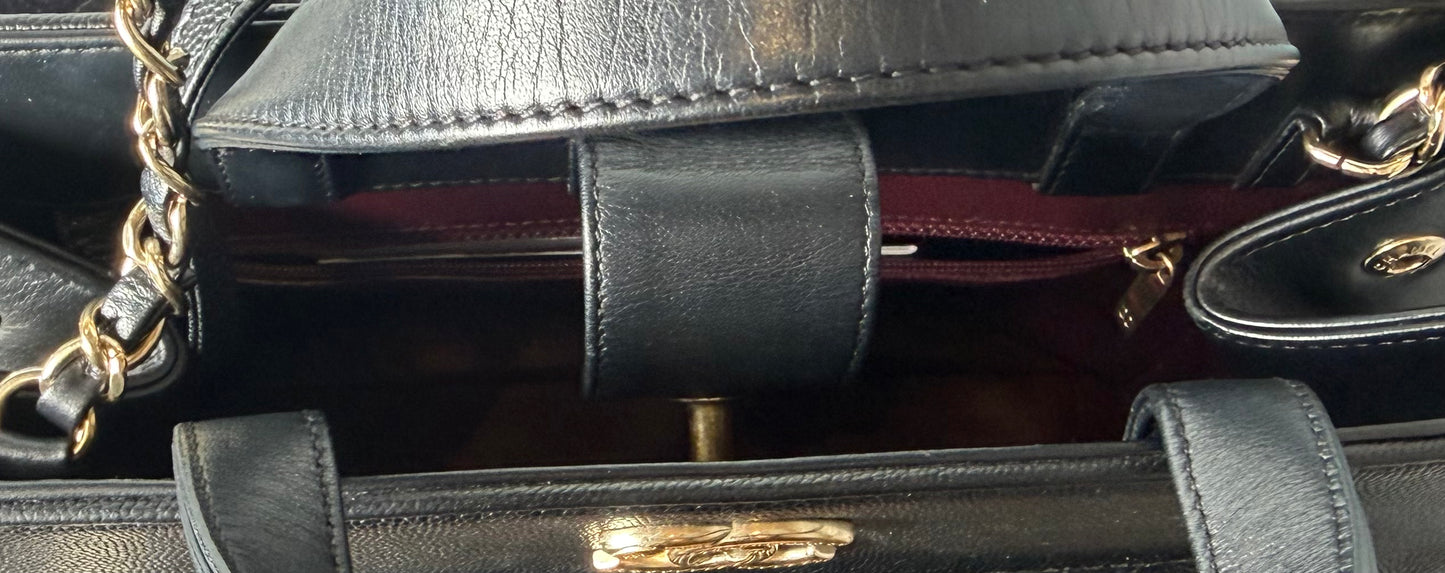 Chanel Small Business Affinity Shopping Tote Black Caviar Leather Gold Hardware