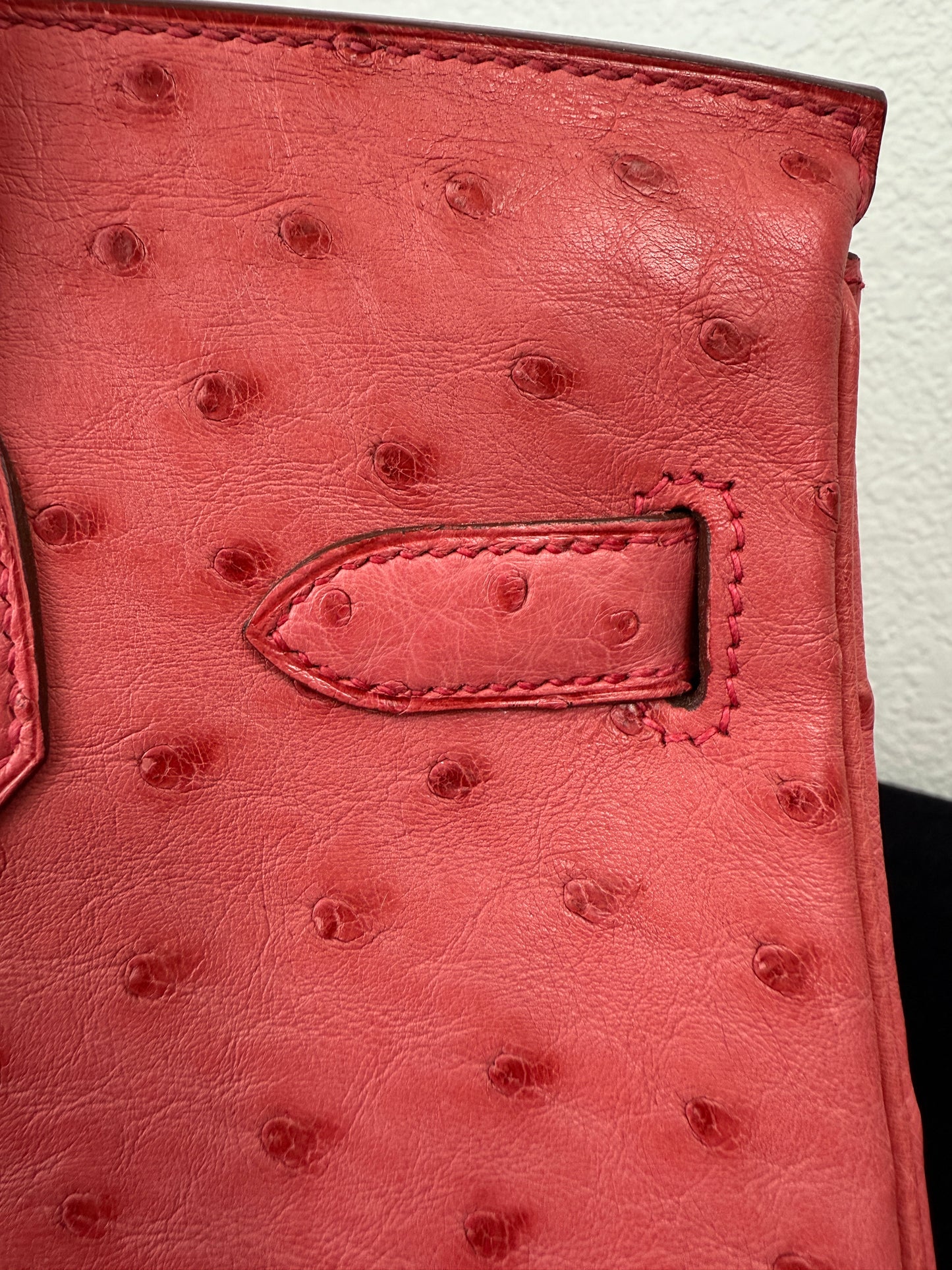 Used Hermes Birkin Handbag Bougainvillea Ostrich with Palladium Hardware 30