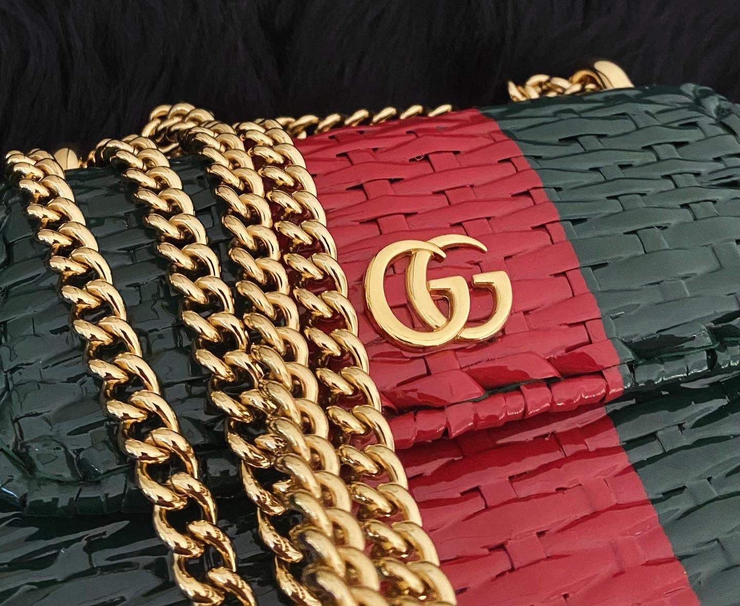 Second hand Gucci Limited Edition GG Marmont Wicker Mini Bag