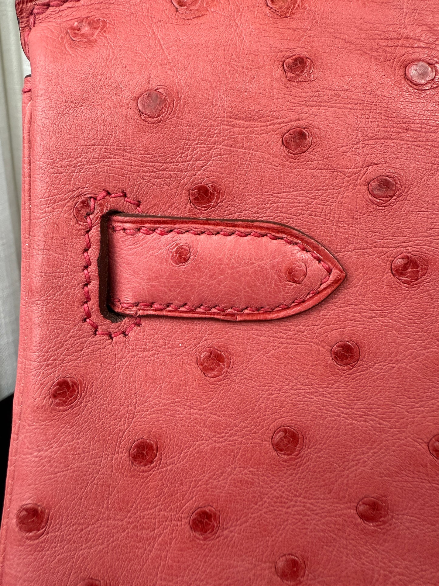 Used Hermes Birkin Handbag Bougainvillea Ostrich with Palladium Hardware 30