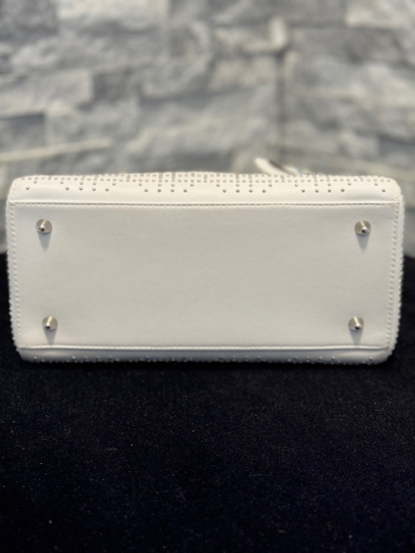 Pre Owned Lady Dior Studded Leather Top Handle Bag