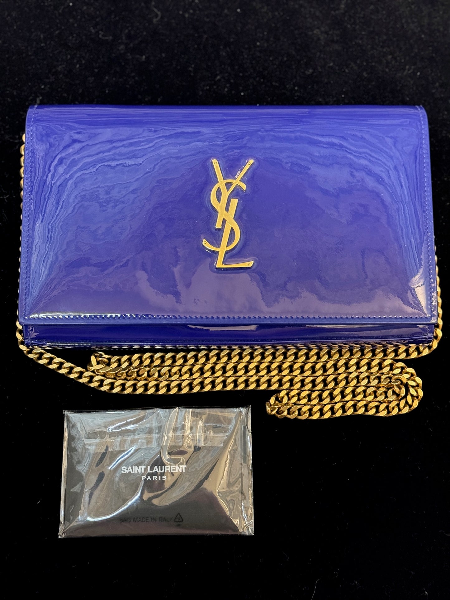 Pre Owned SAINT LAURENT Patent Calfskin Monogram Kate