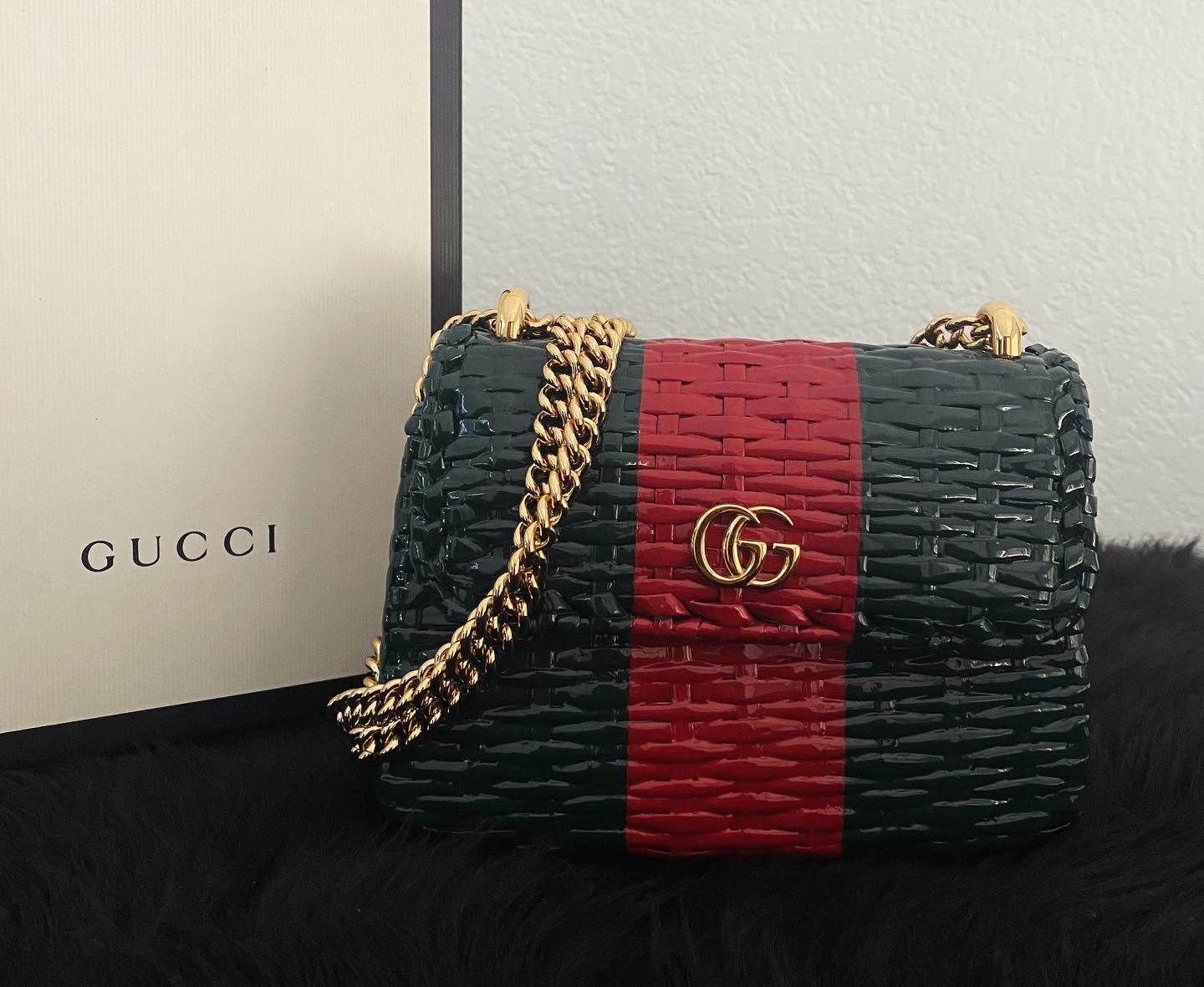 Second hand Gucci Limited Edition GG Marmont Wicker Mini Bag