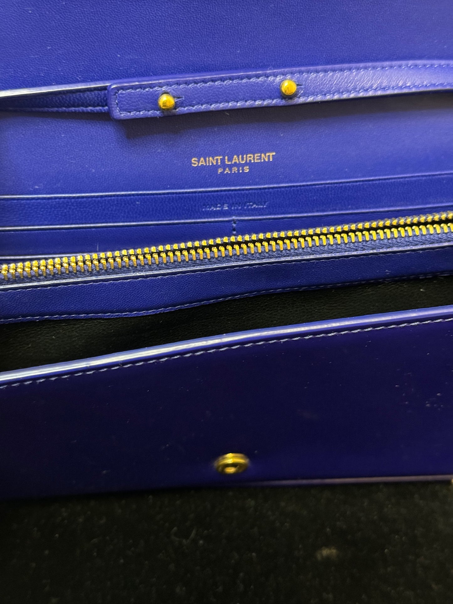 Pre Owned SAINT LAURENT Patent Calfskin Monogram Kate