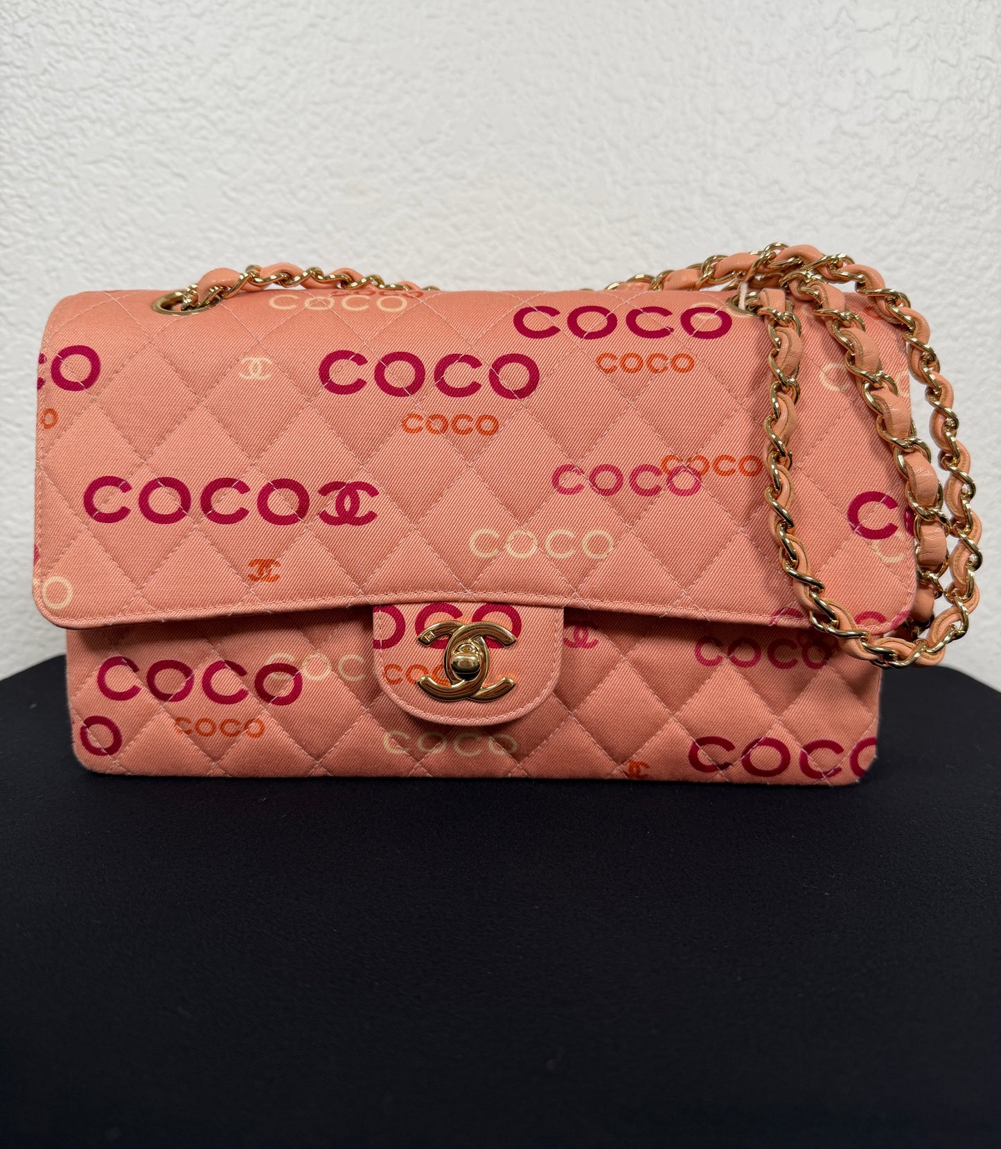 Chanel Vintage Medium Double Flap 2001 Logomania Quilted Bag