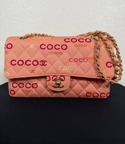 Chanel Vintage Medium Double Flap 2001 Logomania Quilted Bag