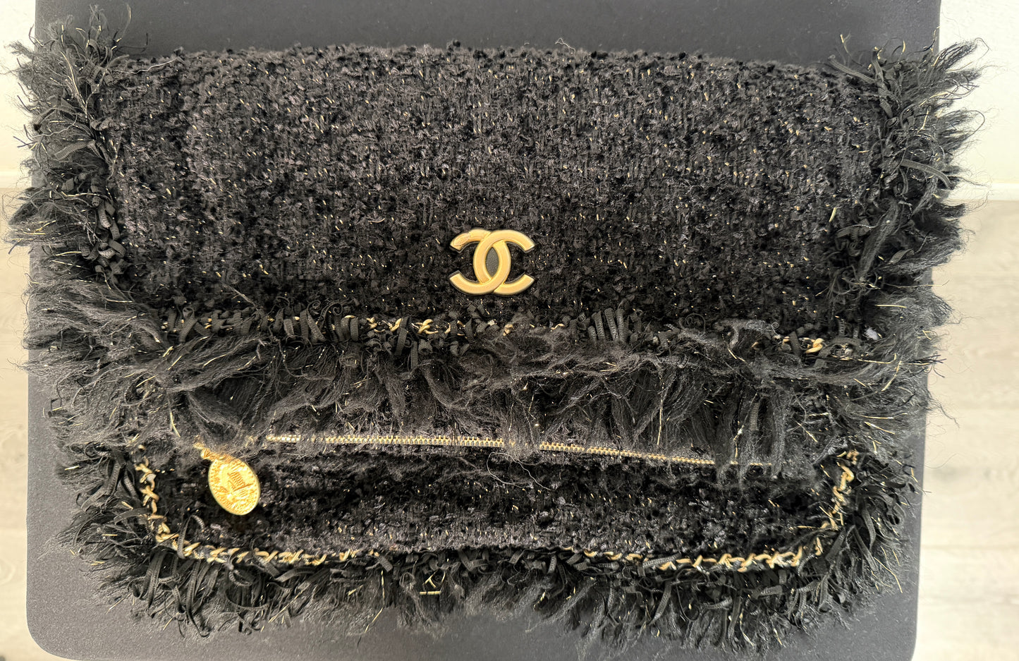 Chanel Cosmopolite Tweed Fringe Clutch