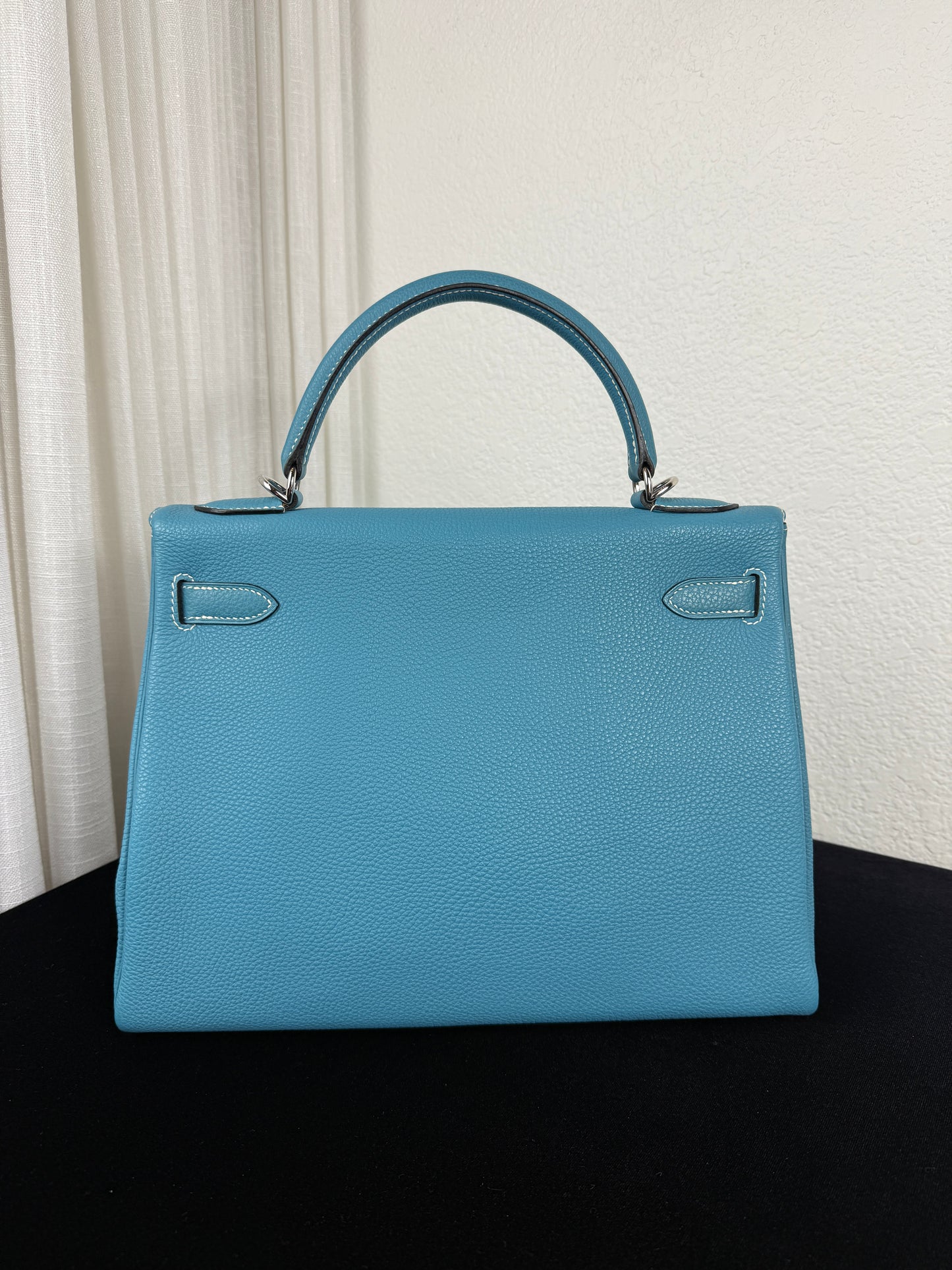 Hermes Kelly 32 Bleu Jean in Togo Leather - Palladium Hardware