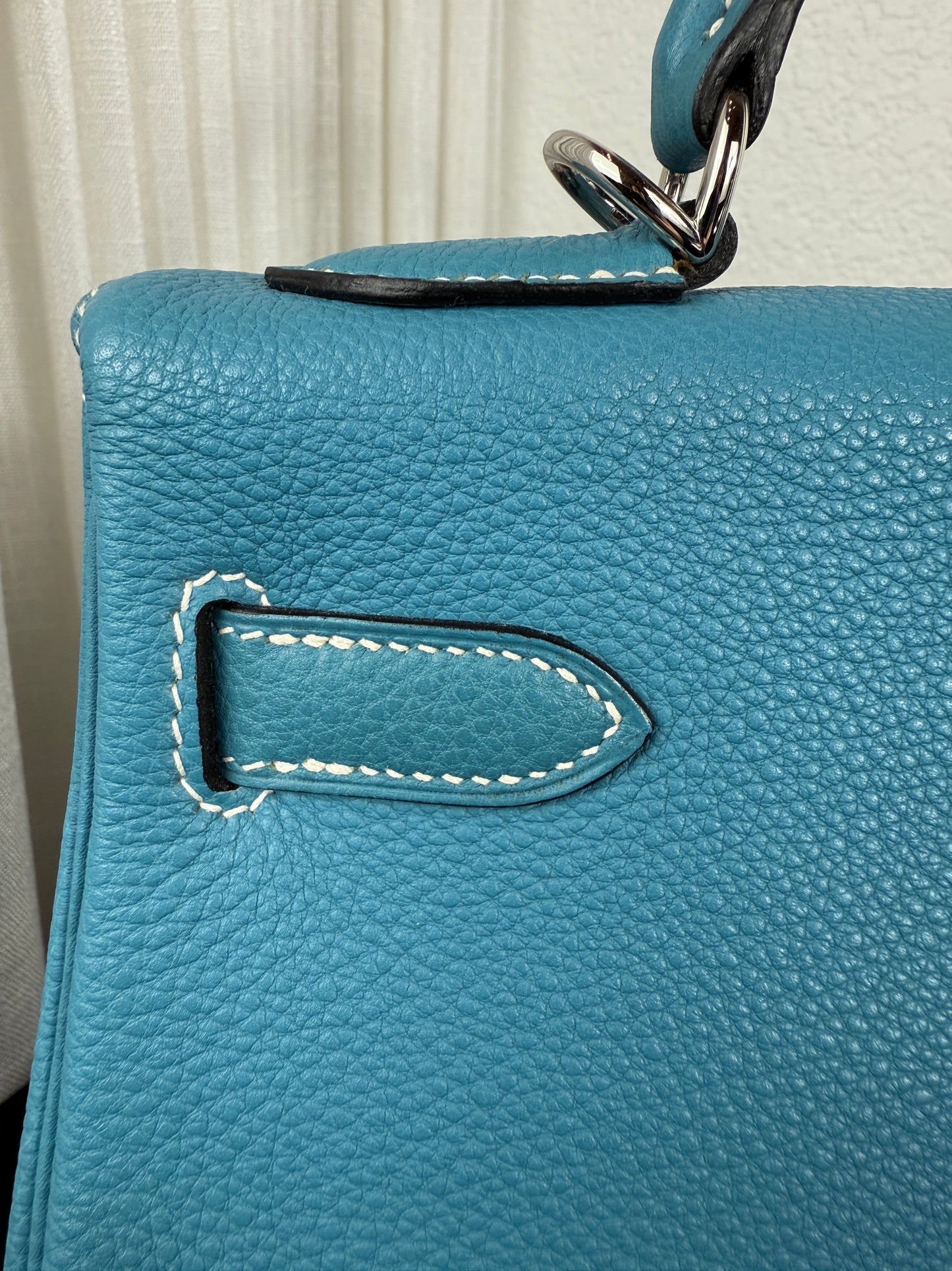 Hermes Kelly 32 Bleu Jean in Togo Leather - Palladium Hardware