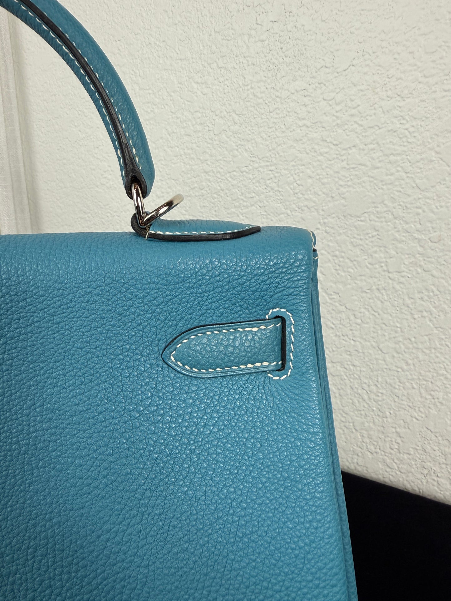 Hermes Kelly 32 Bleu Jean in Togo Leather - Palladium Hardware