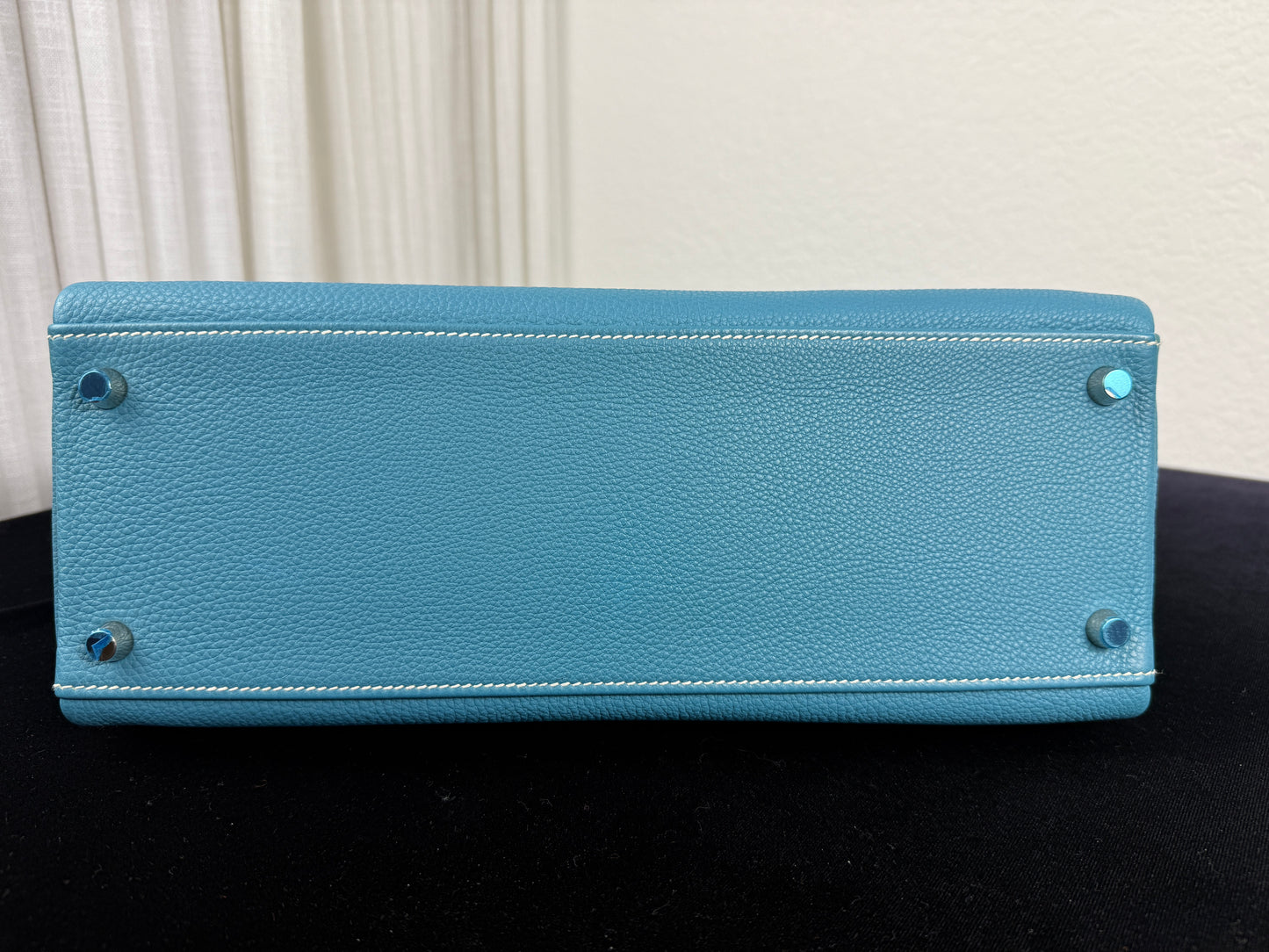 Hermes Kelly 32 Bleu Jean in Togo Leather - Palladium Hardware