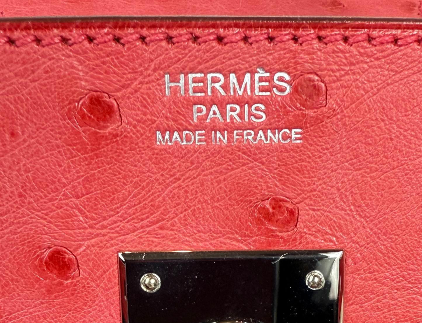 Used Hermes Birkin Handbag Bougainvillea Ostrich with Palladium Hardware 30