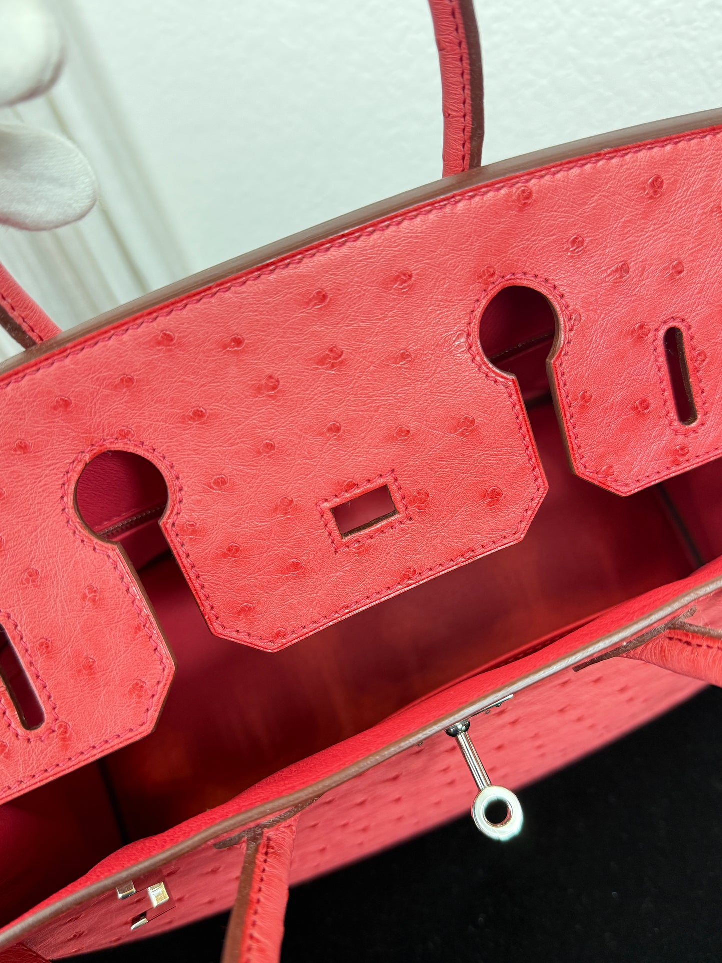 Used Hermes Birkin Handbag Bougainvillea Ostrich with Palladium Hardware 30