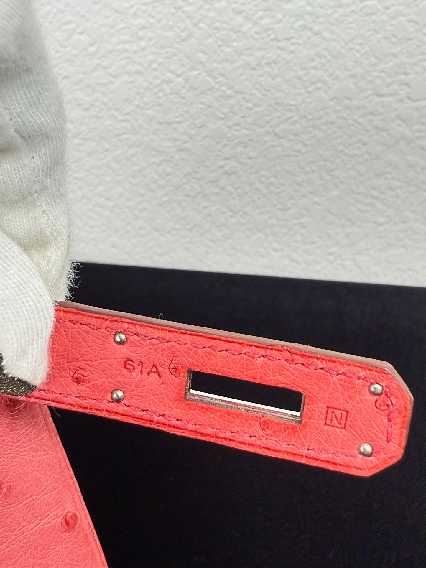 Used Hermes Birkin Handbag Bougainvillea Ostrich with Palladium Hardware 30