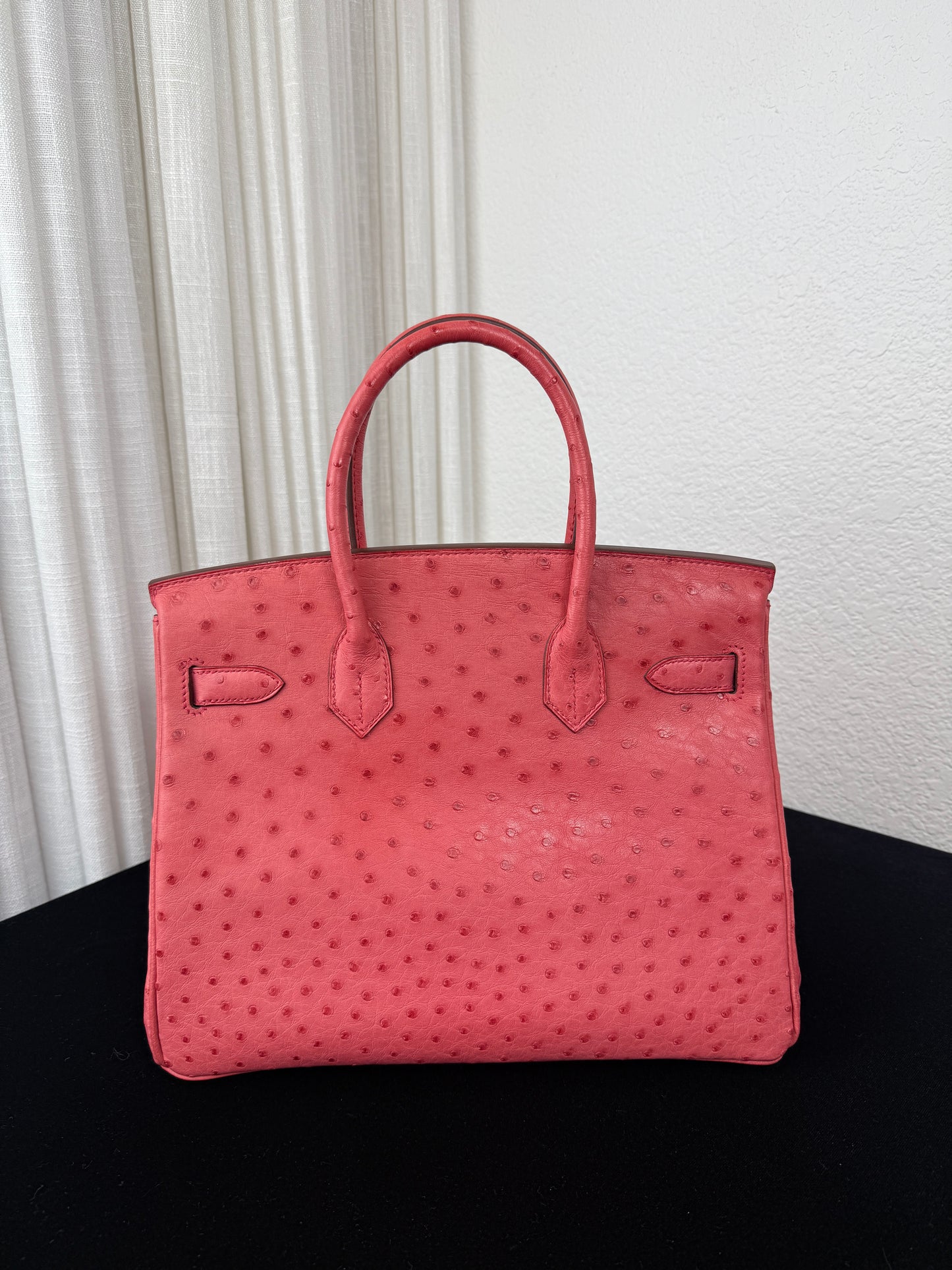 Used Hermes Birkin Handbag Bougainvillea Ostrich with Palladium Hardware 30