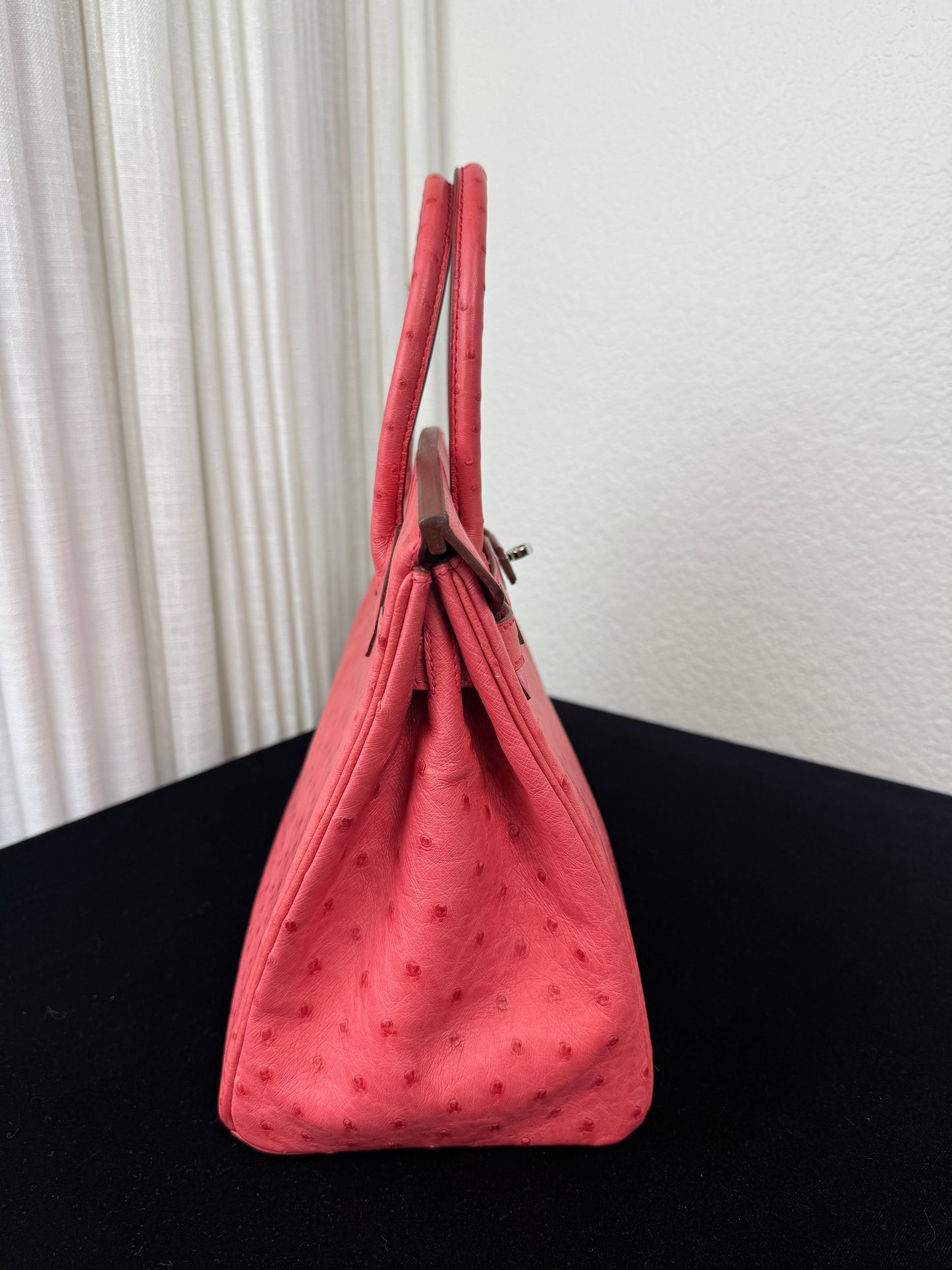 Used Hermes Birkin Handbag Bougainvillea Ostrich with Palladium Hardware 30