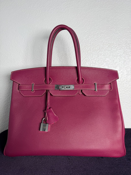 Hermès Birkin 35 Candy Collection Rose Tyrien Epsom Leather Palladium Hardware