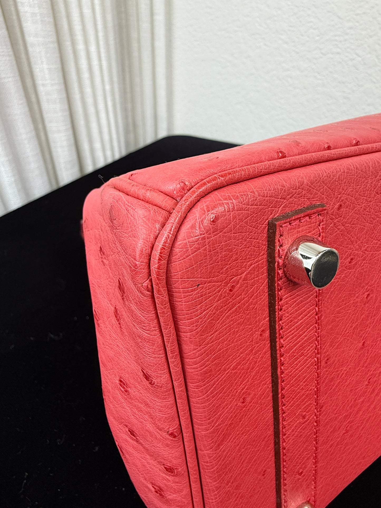 Used Hermes Birkin Handbag Bougainvillea Ostrich with Palladium Hardware 30