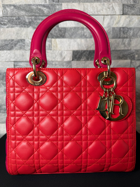 Christian Dior Lady Dior Cannage Lambskin Handbag – Pink & Orange