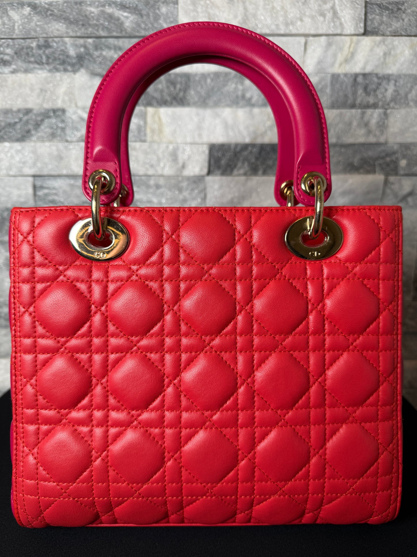 Christian Dior Lady Dior Cannage Lambskin Handbag – Pink & Orange