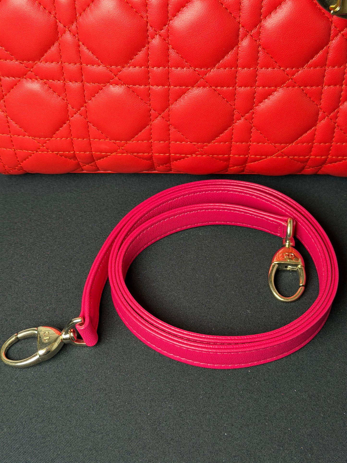 Christian Dior Lady Dior Cannage Lambskin Handbag – Pink & Orange