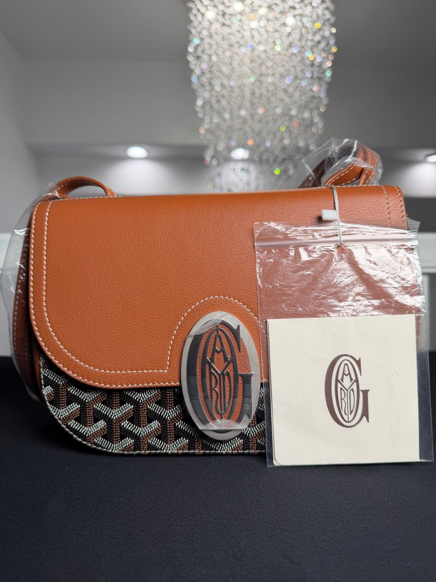 Goyard 233 PM Shoulder Bag in Goyardine Canvas & Tan Leather