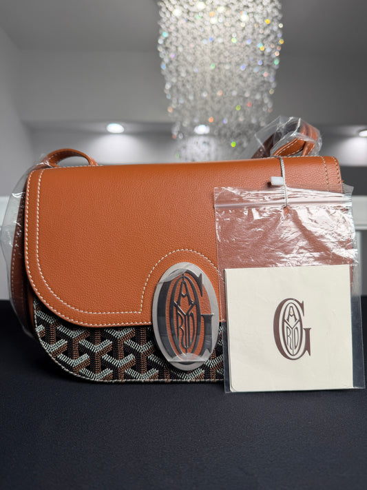 Goyard 233 PM Shoulder Bag in Goyardine Canvas & Tan Leather