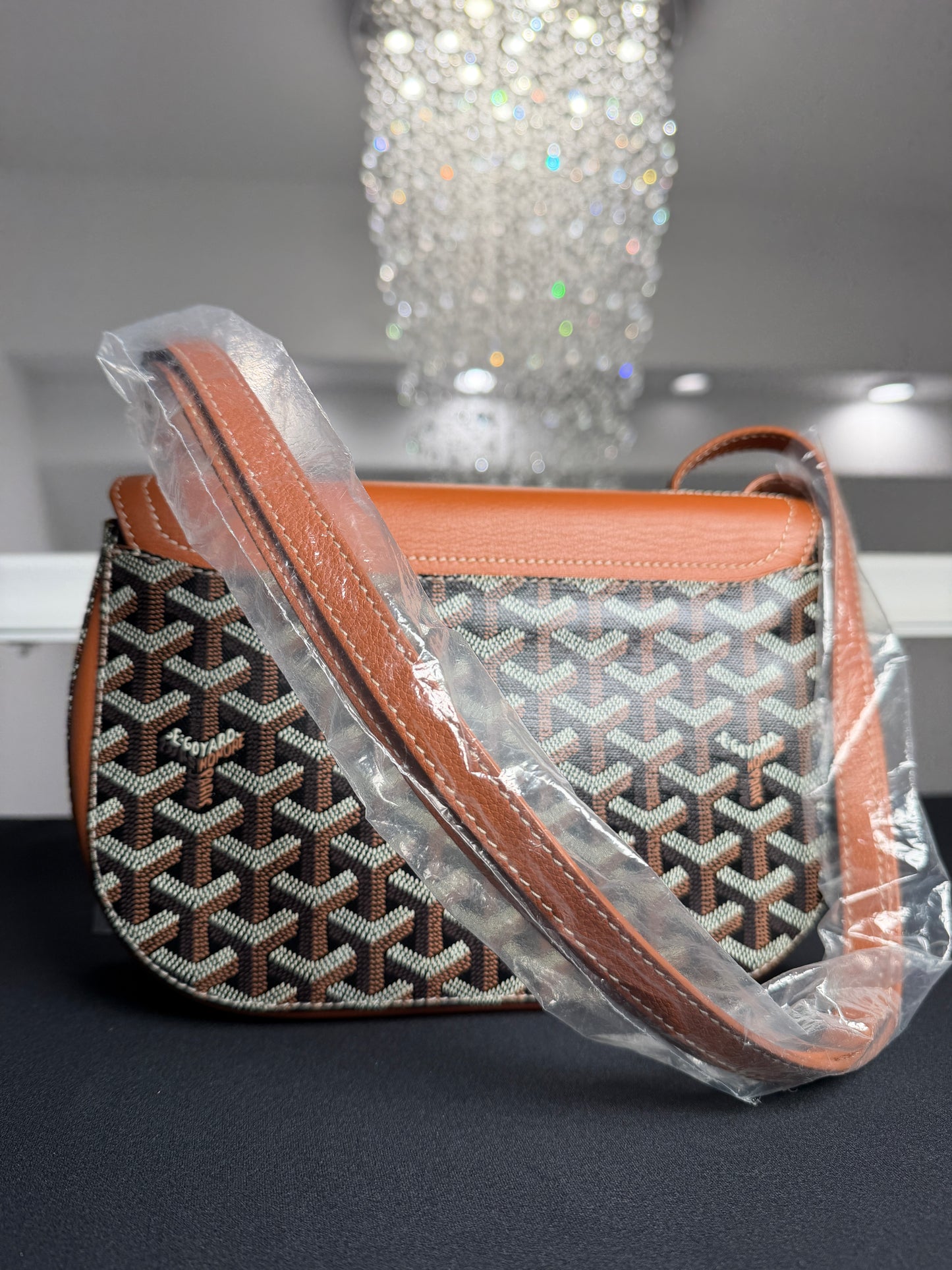 Goyard 233 PM Shoulder Bag in Goyardine Canvas & Tan Leather