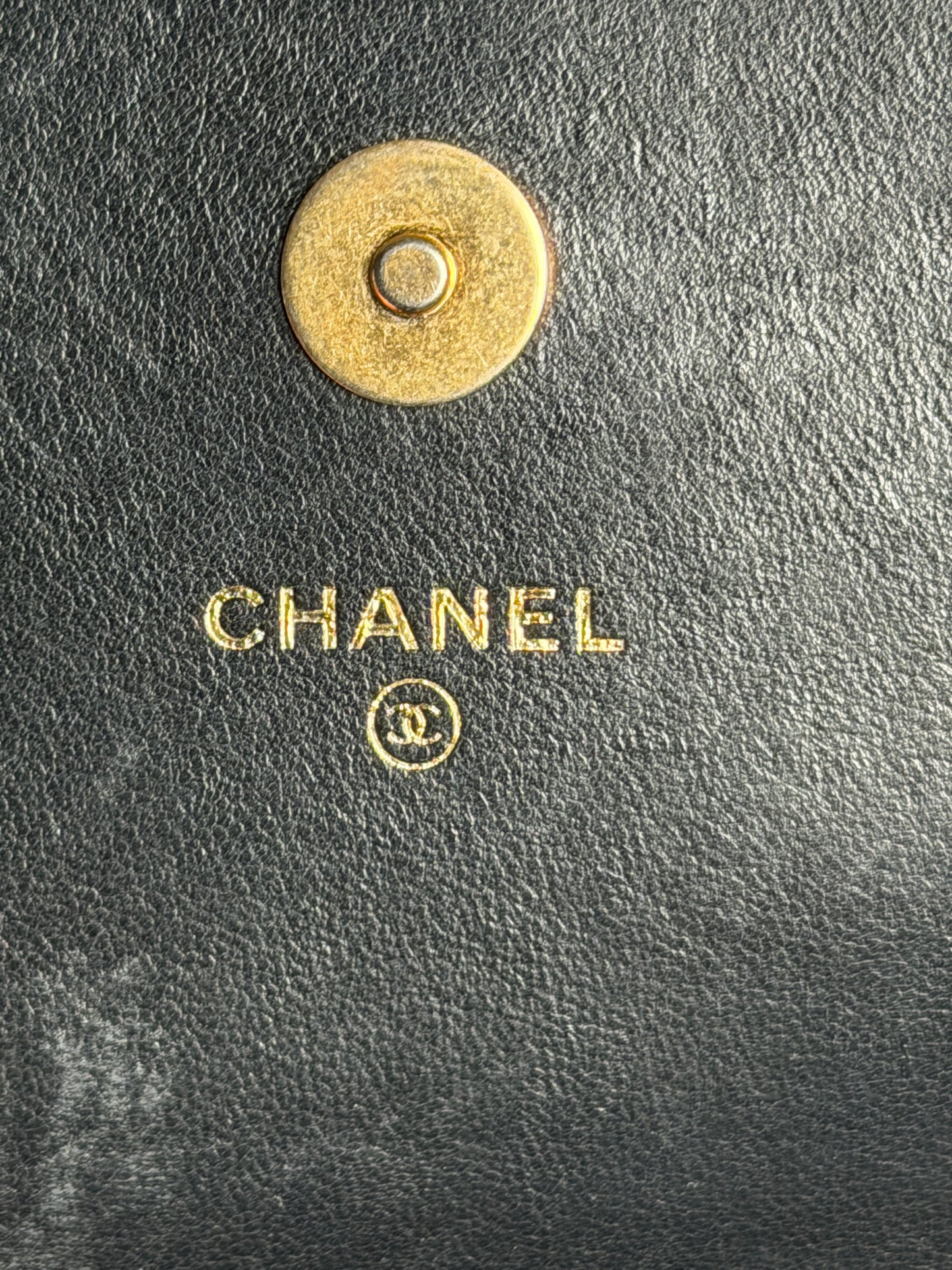 Chanel Phone Holder with Chain in Black Quilted Lambskin Leather