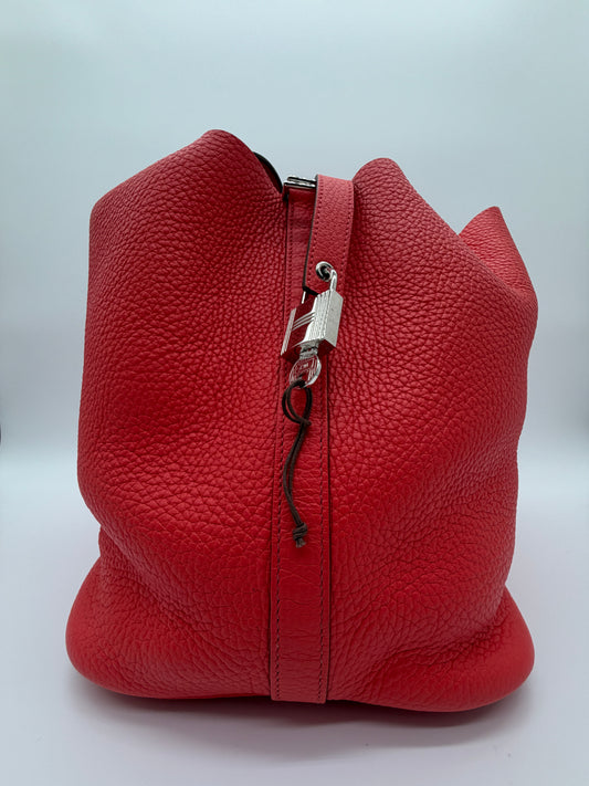 Hermès Picotin Lock 22 Rouge Casaque Clemence Leather Handbag lx483