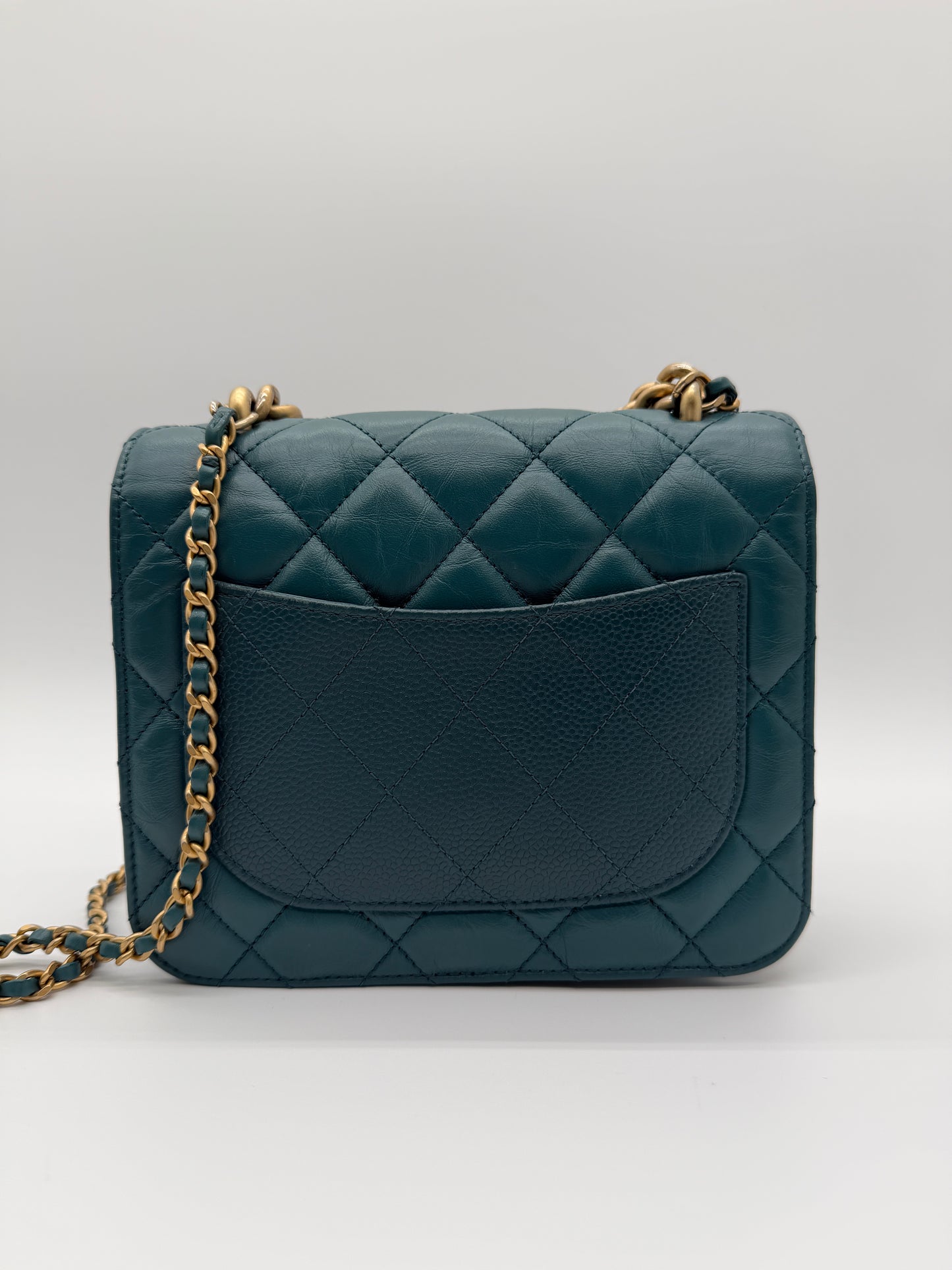 Chanel Mini Quilted Mixed Leather Chain Handle Flap Bag
