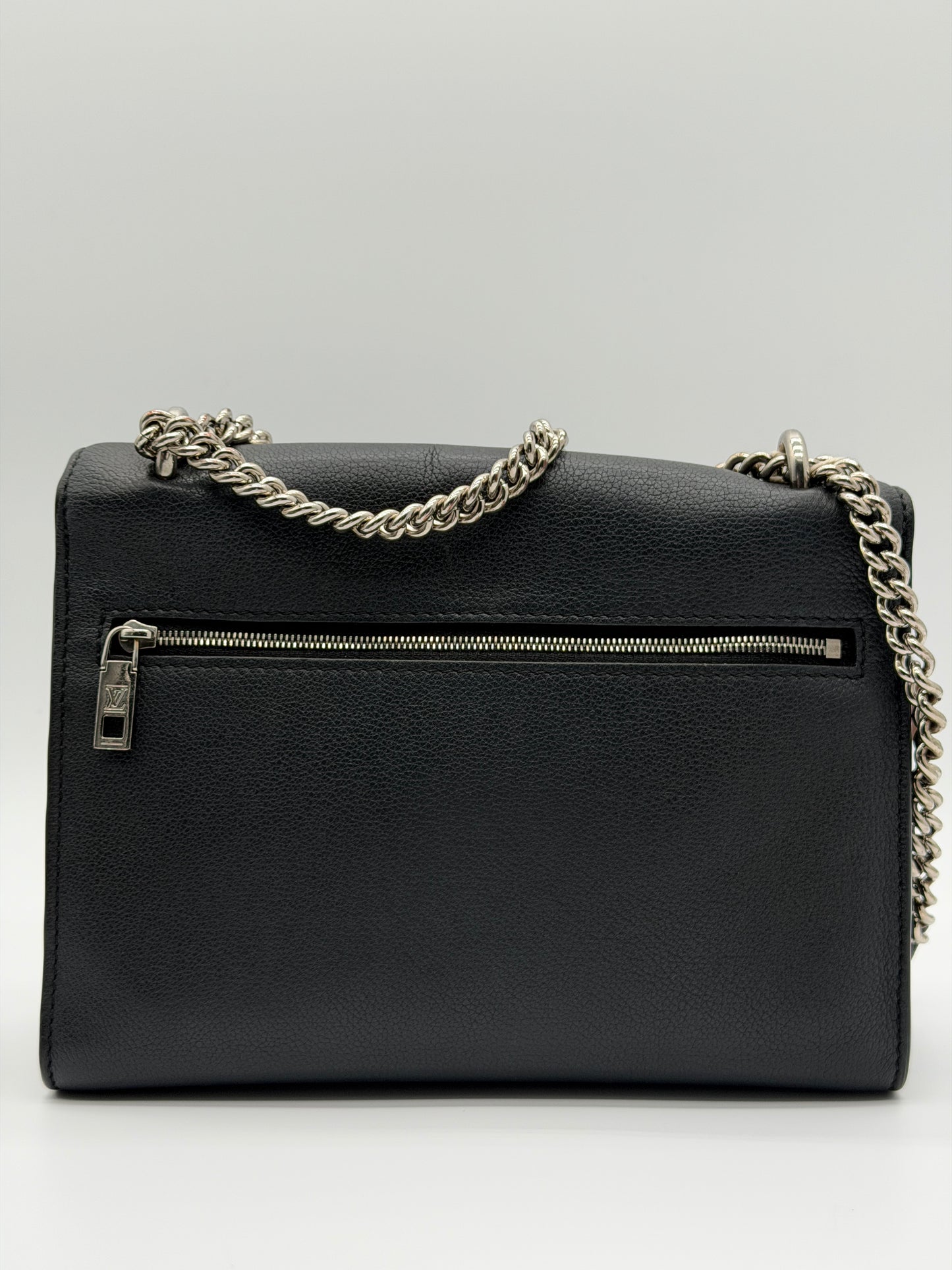 Louis Vuitton Lockme II BB Black Grained Calf Leather Chain Bag jd061