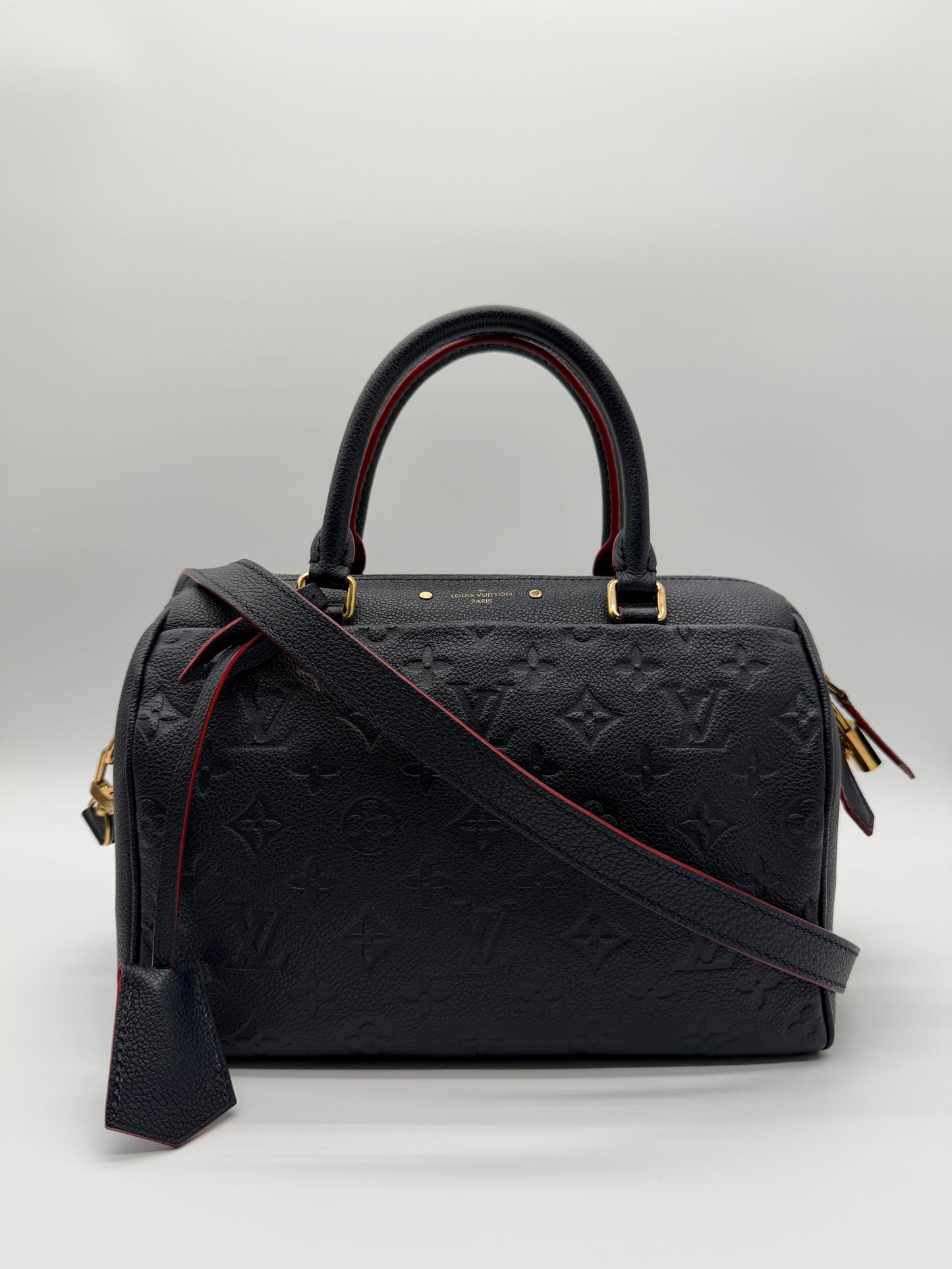 Louis Vuitton Speedy Bandoulière 25 Monogram Empreinte Leather Marine Rouge