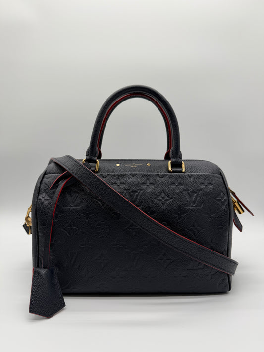 Louis Vuitton Speedy Bandoulière 25 Monogram Empreinte Leather Marine Rouge