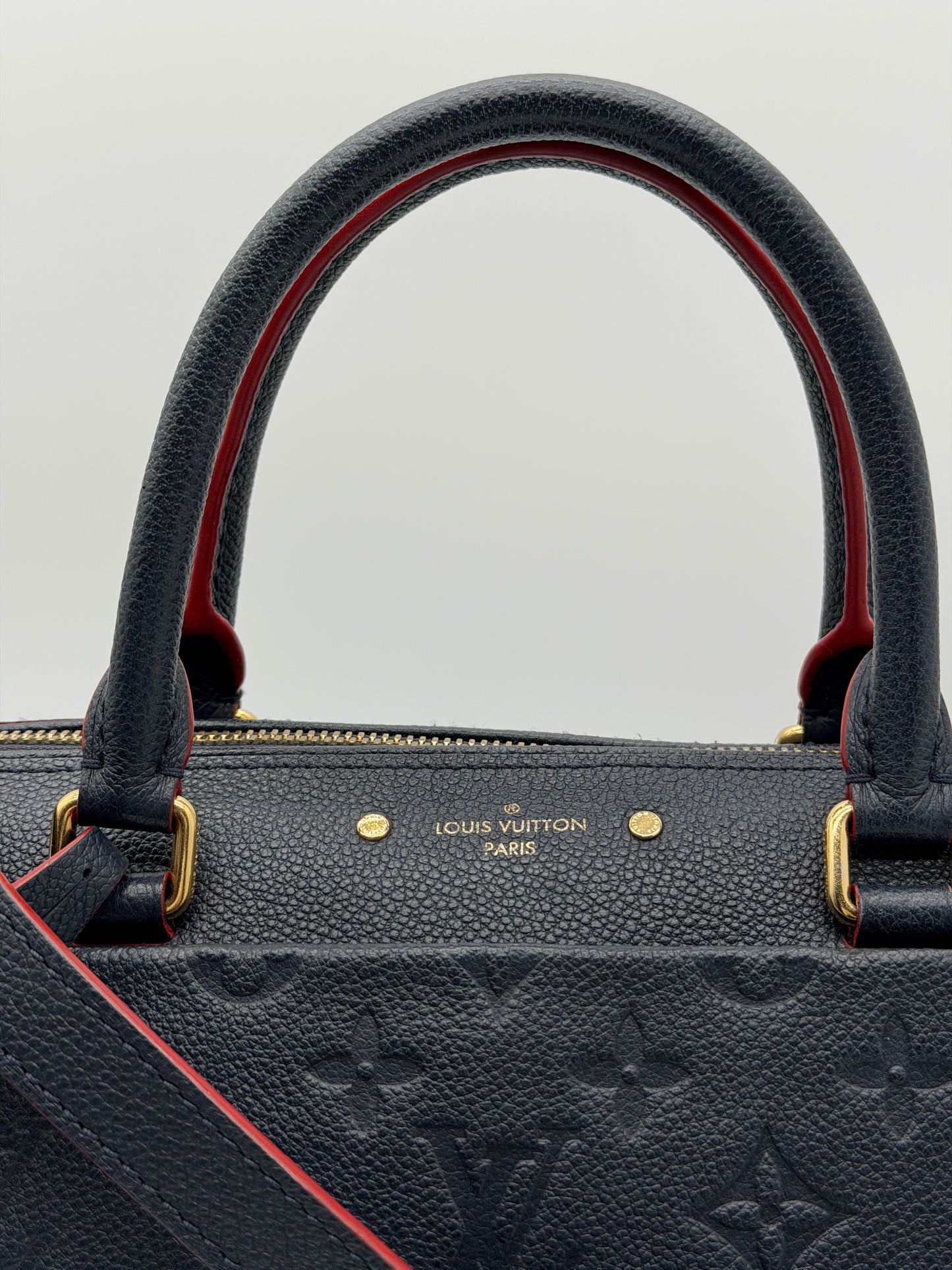 Louis Vuitton Speedy Bandoulière 25 Monogram Empreinte Leather Marine Rouge