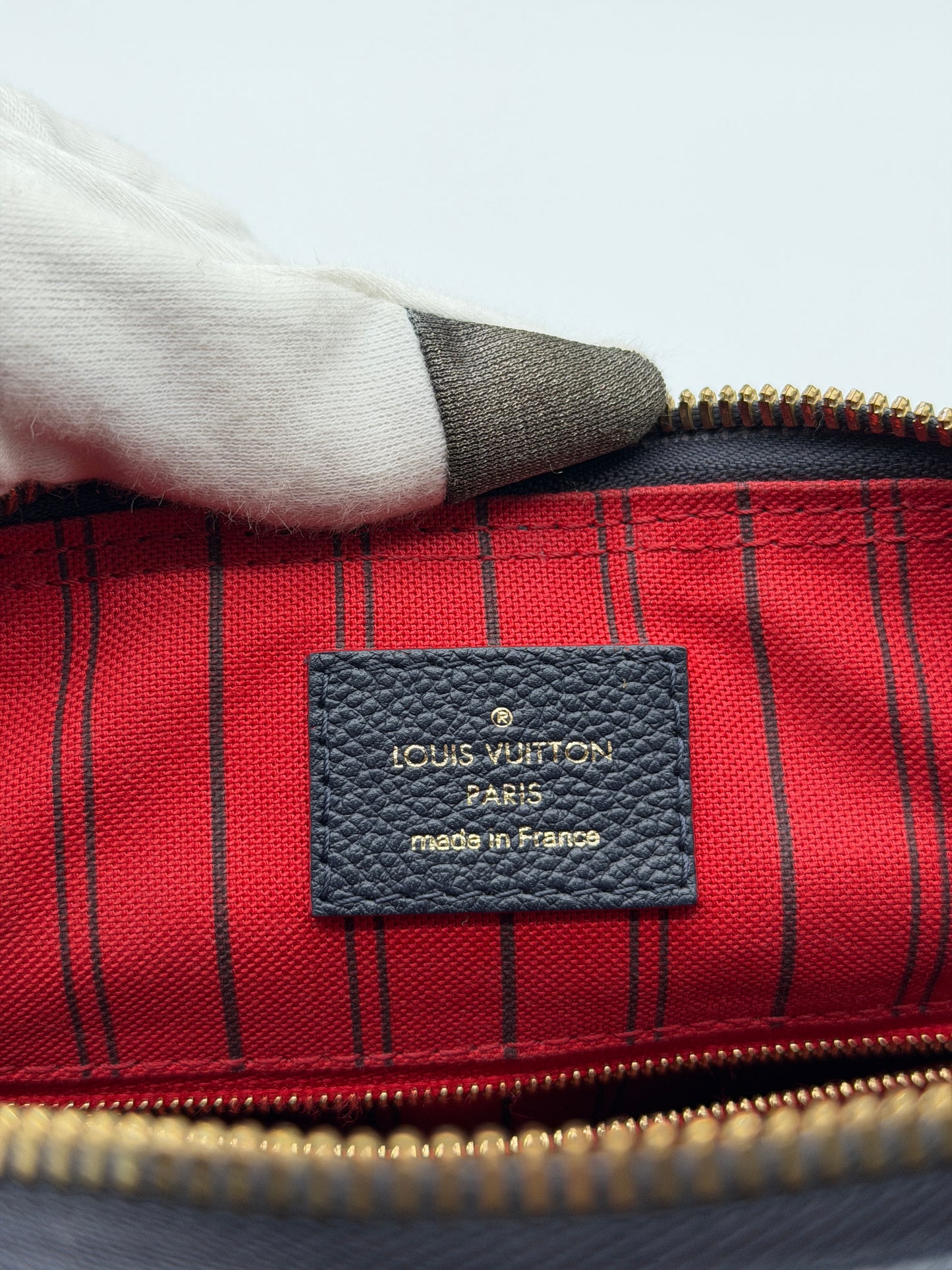Louis Vuitton Speedy Bandoulière 25 Monogram Empreinte Leather Marine Rouge