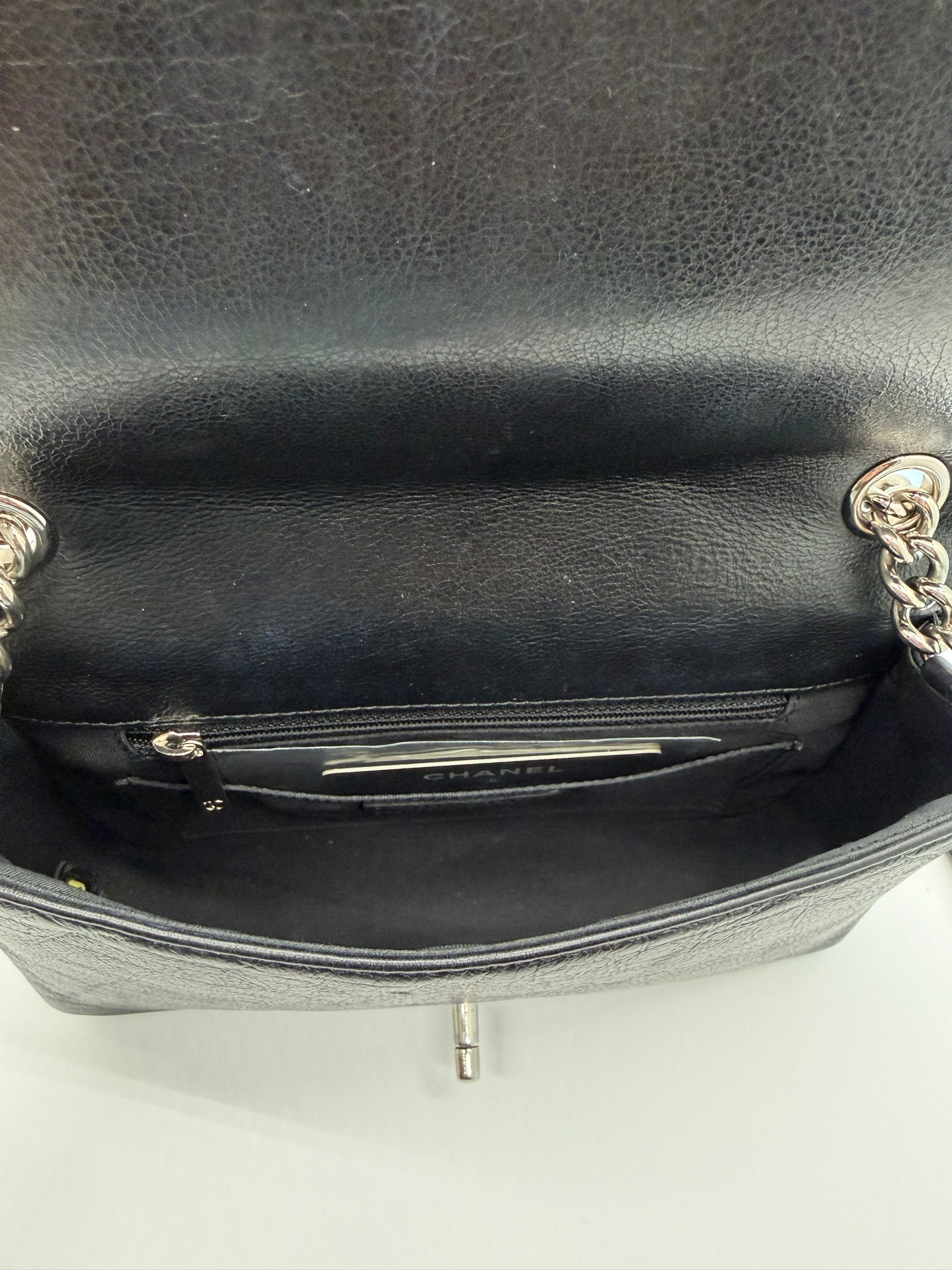 Chanel Braided Edge Flap Bag Black Quilted Caviar Leather