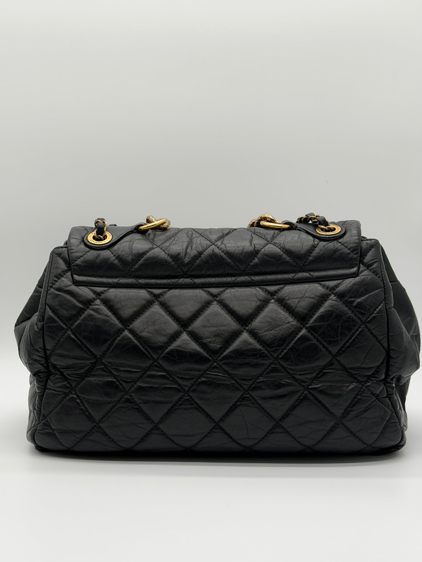 Chanel Large Quilted Shopping Tote Black Caviar Leather lx608