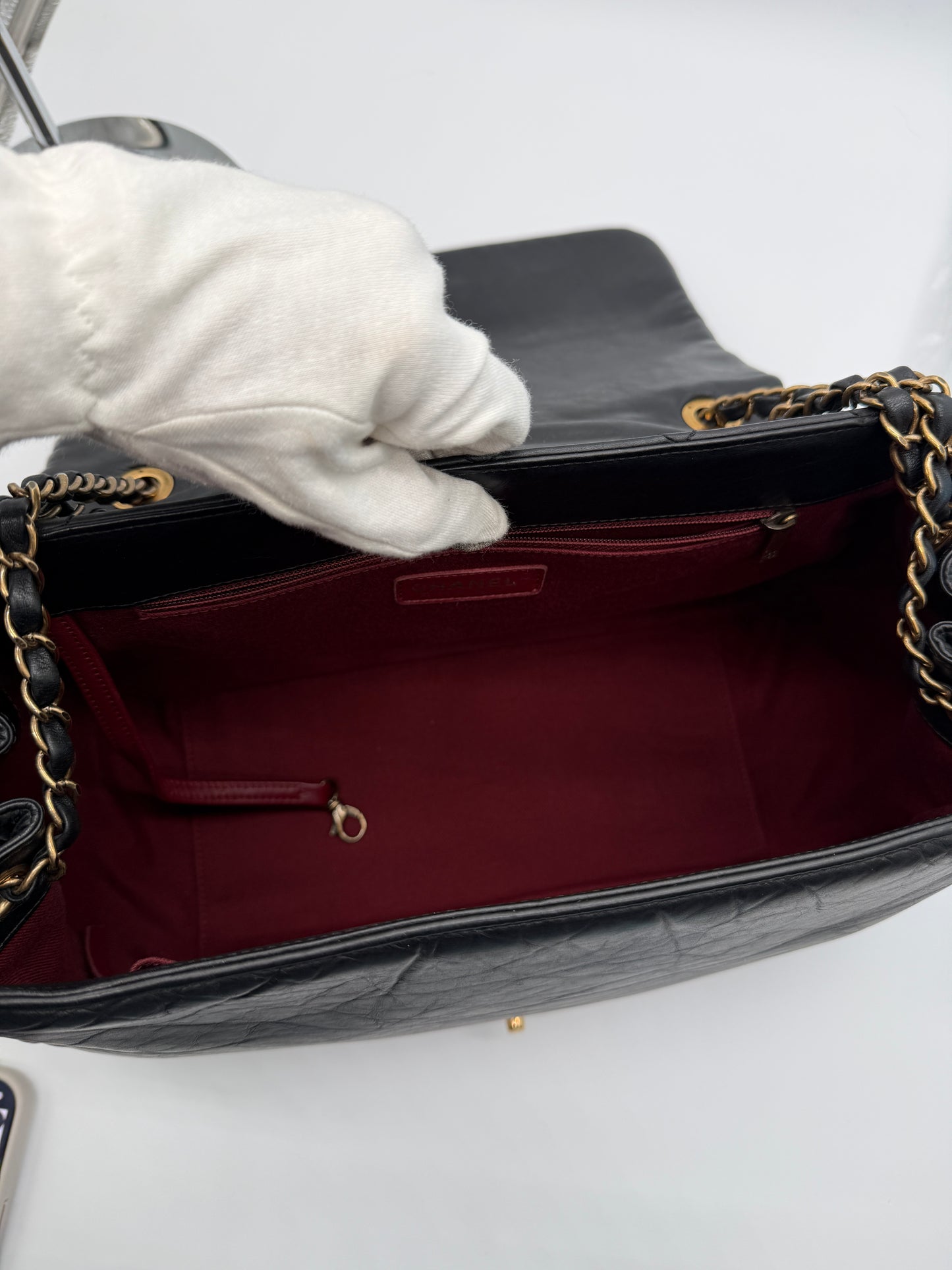 Chanel Large Quilted Shopping Tote Black Caviar Leather lx608