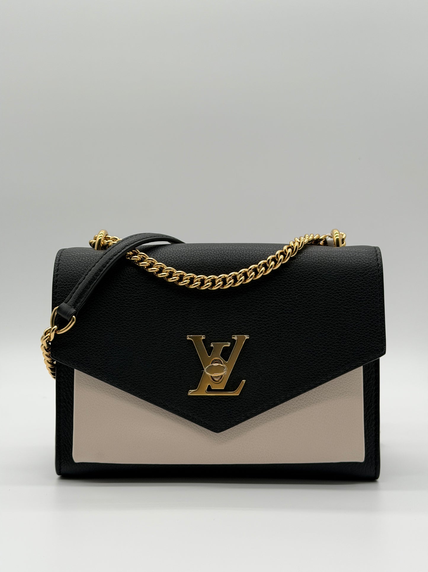 Louis Vuitton MyLockMe Chain Bag Black & White Grained Calf Leather