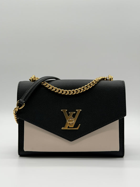 Louis Vuitton MyLockMe Chain Bag Black & White Grained Calf Leather