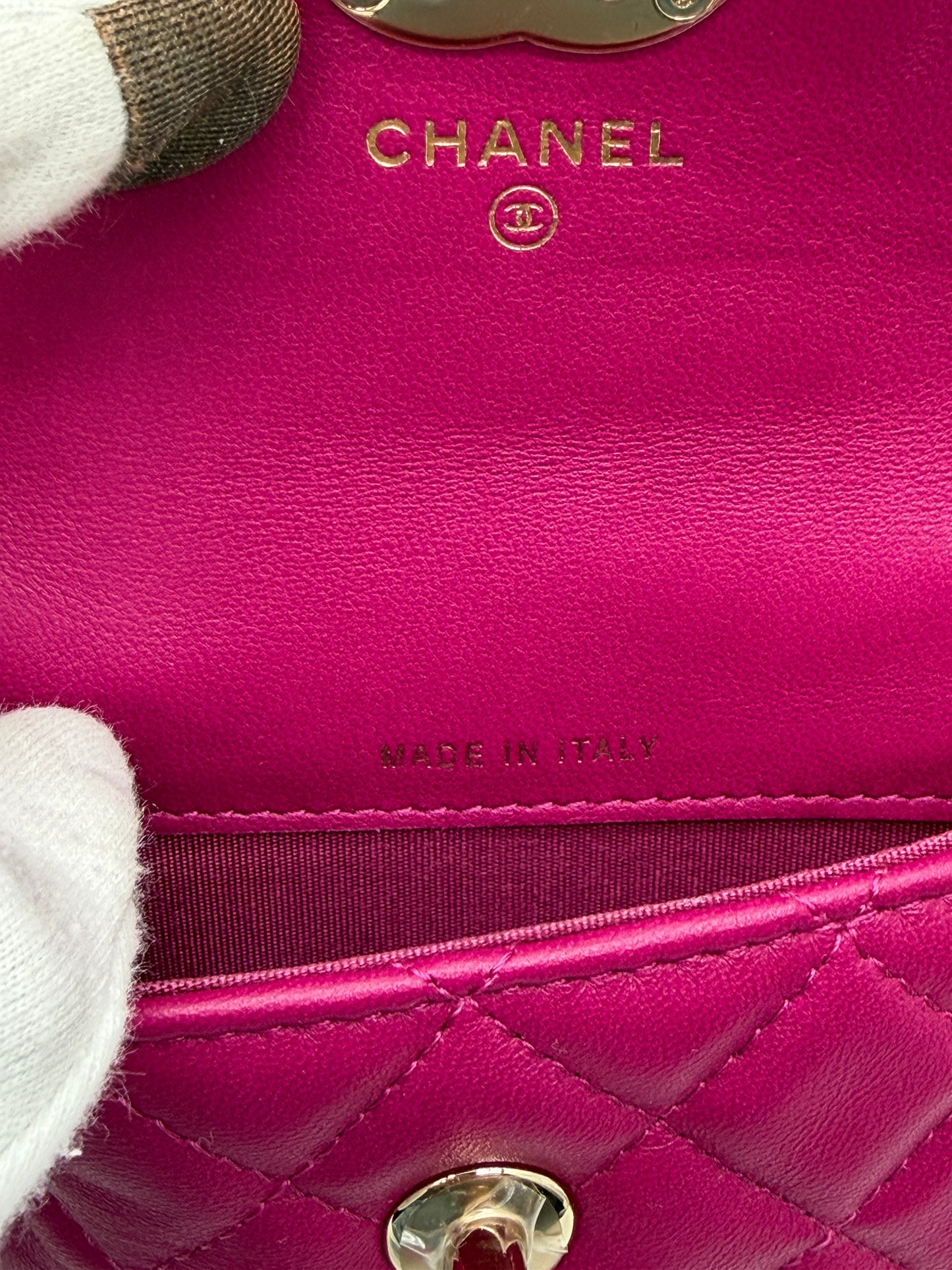 Chanel Tweed & Lambskin Quilted Waist Bag Fuchsia