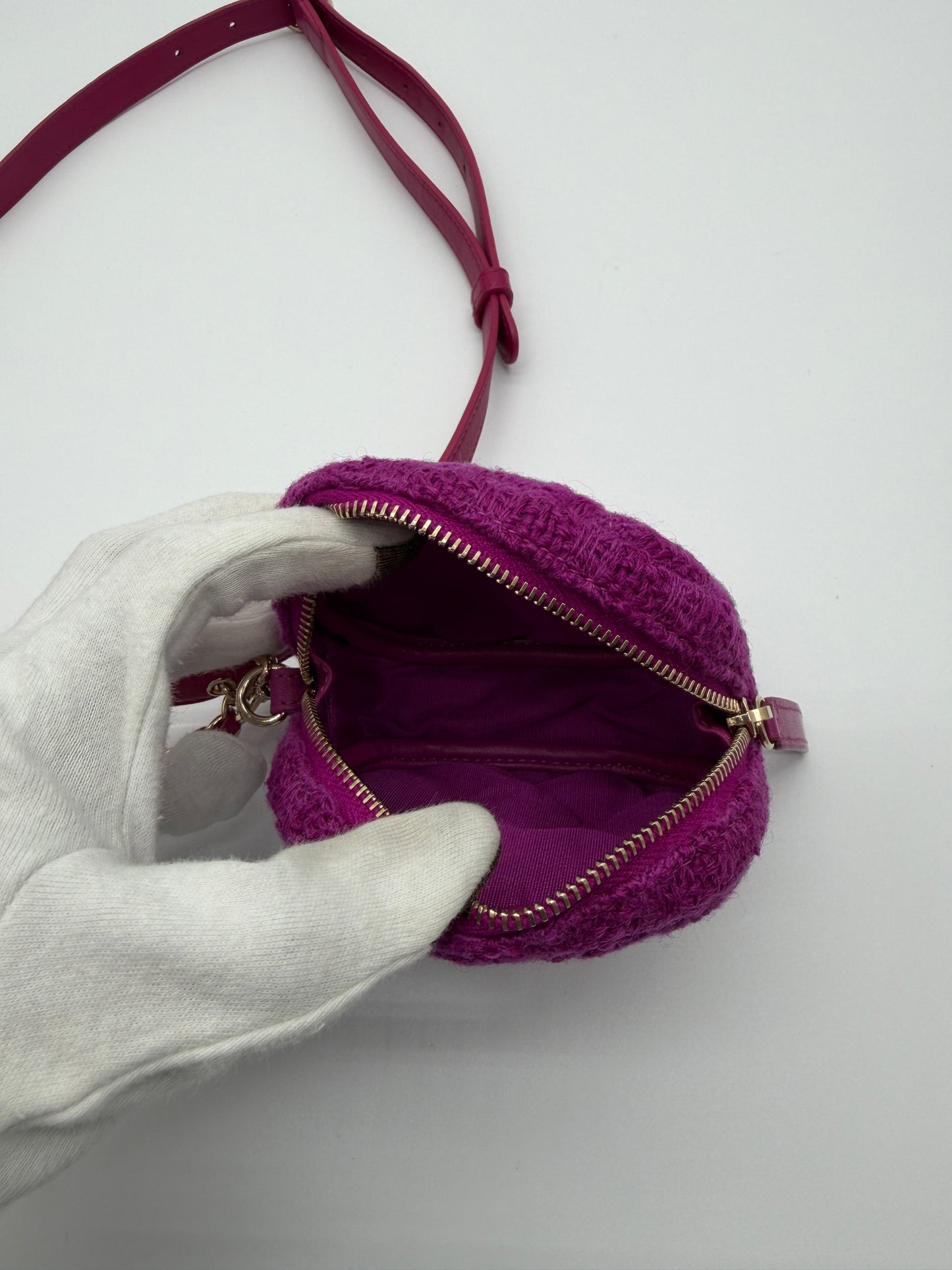 Chanel Tweed & Lambskin Quilted Waist Bag Fuchsia