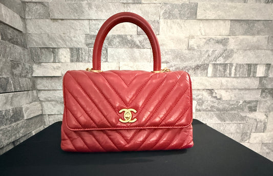 Chanel Coco Handle Chevron Flap Bag